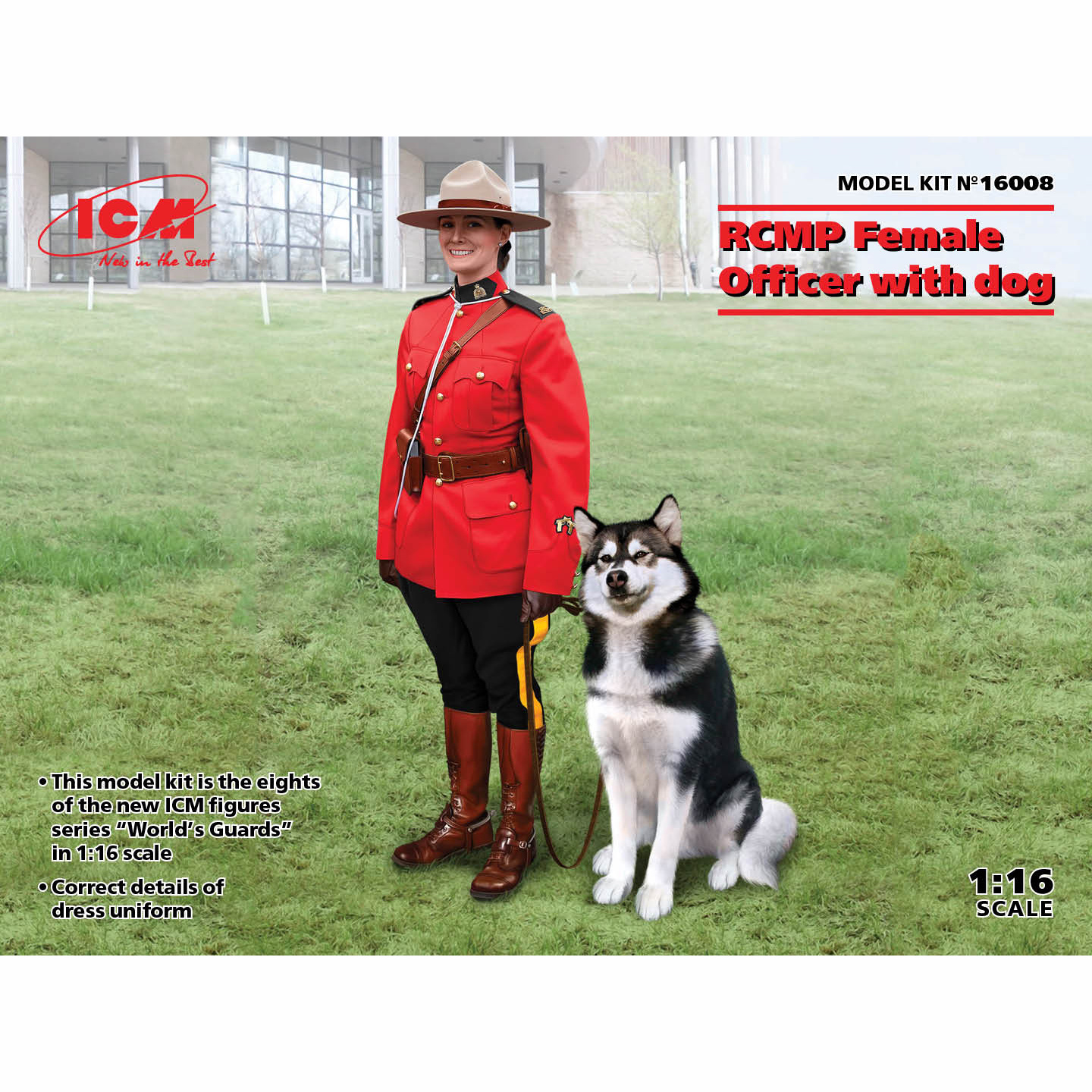 16008 ICM 1/16 Royal Canadian Mounted Police Officer with dog