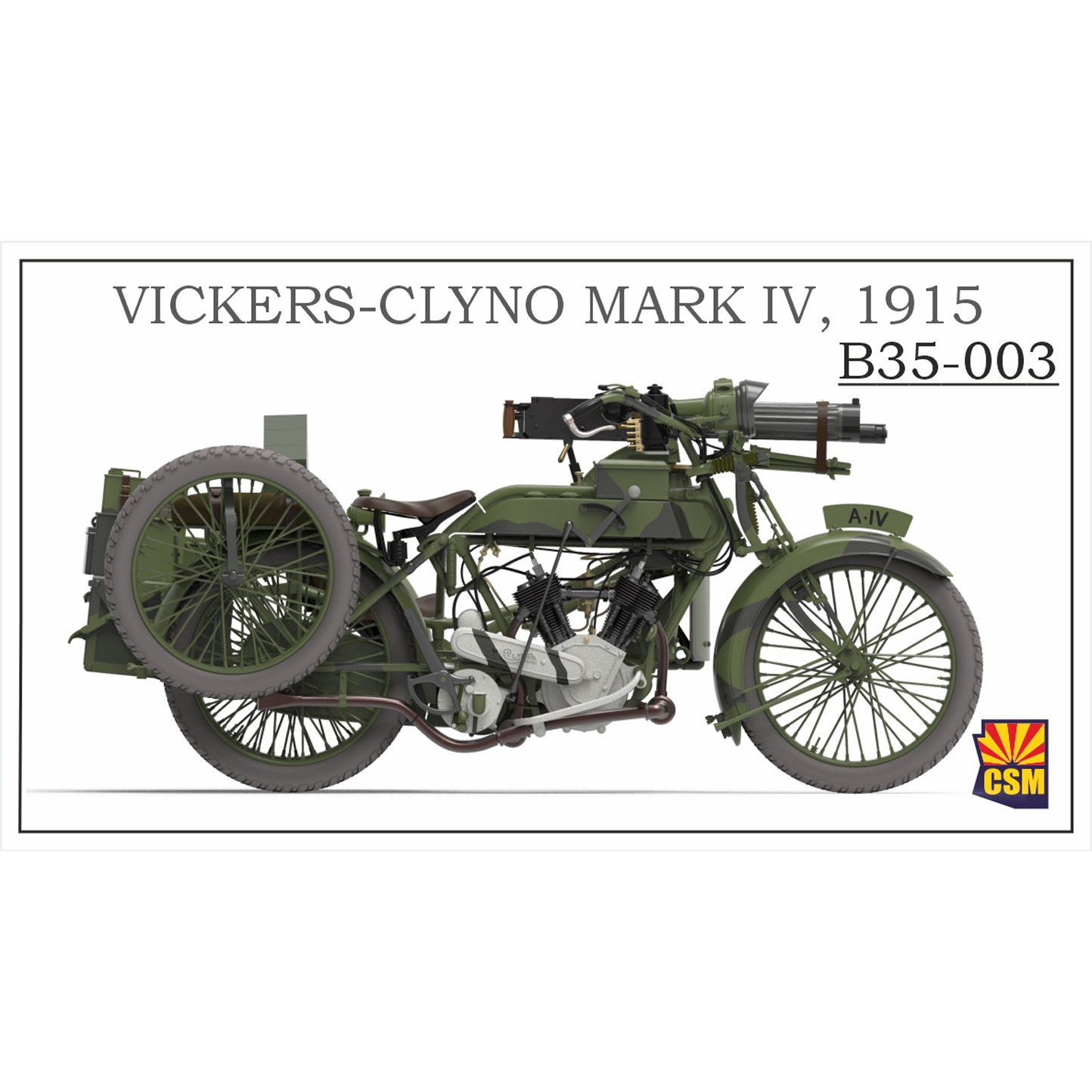 B35-003 Copper State Models 1/35 Пулемётный мfromоцикл Vickers-Clyno Mark IV (1915 г.)
