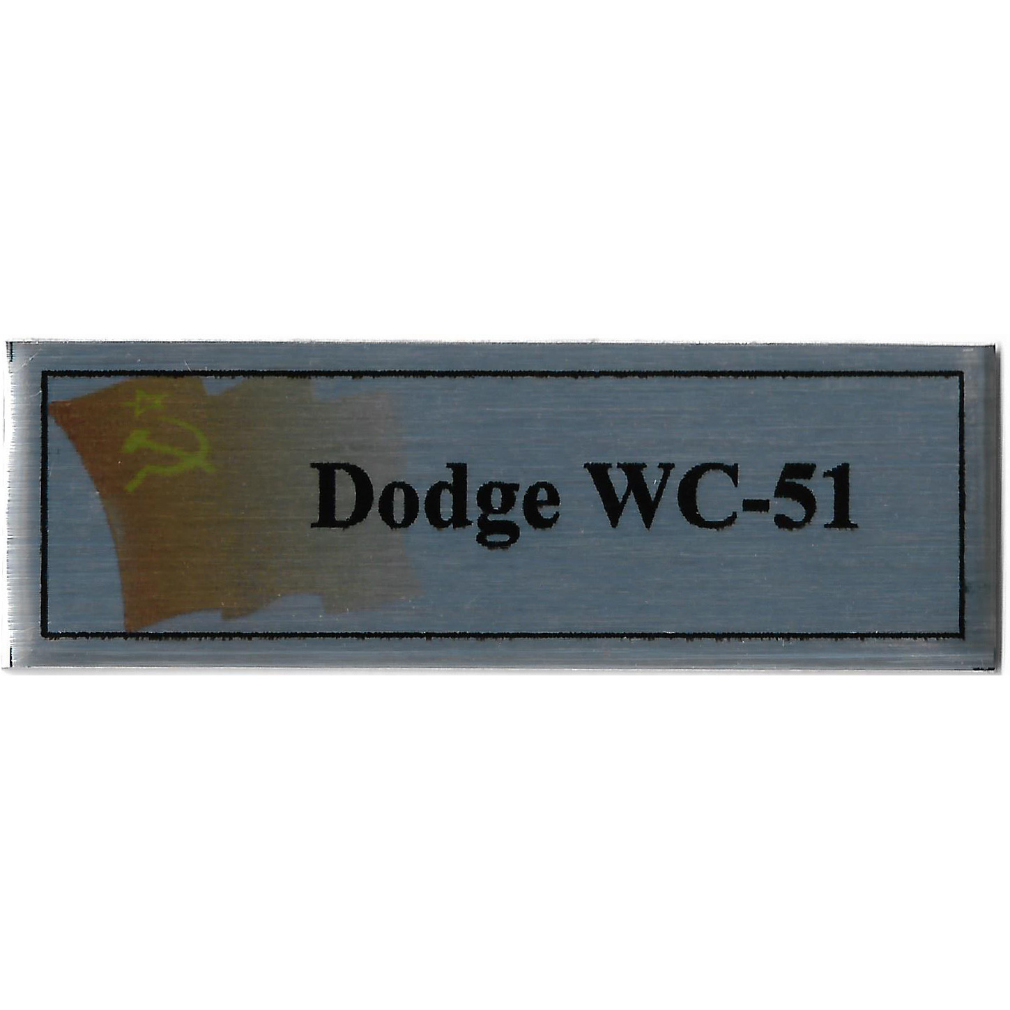 T366 Plate Plate for the American army car Dodge WC-51, 60x20 mm, silver, flag of the USSR