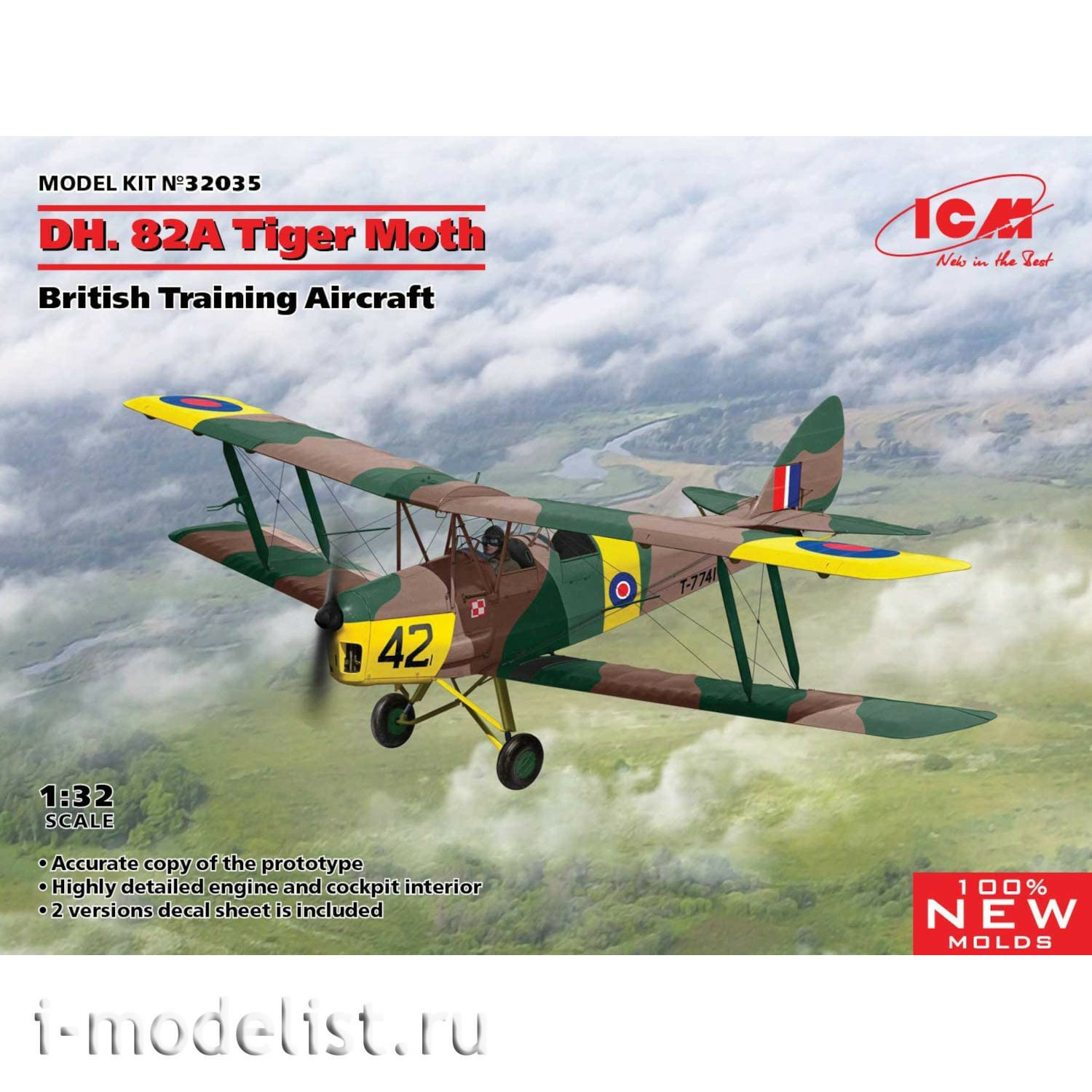 32035 ICM 1/32 British training aircraft DH. 82A Tiger Moth