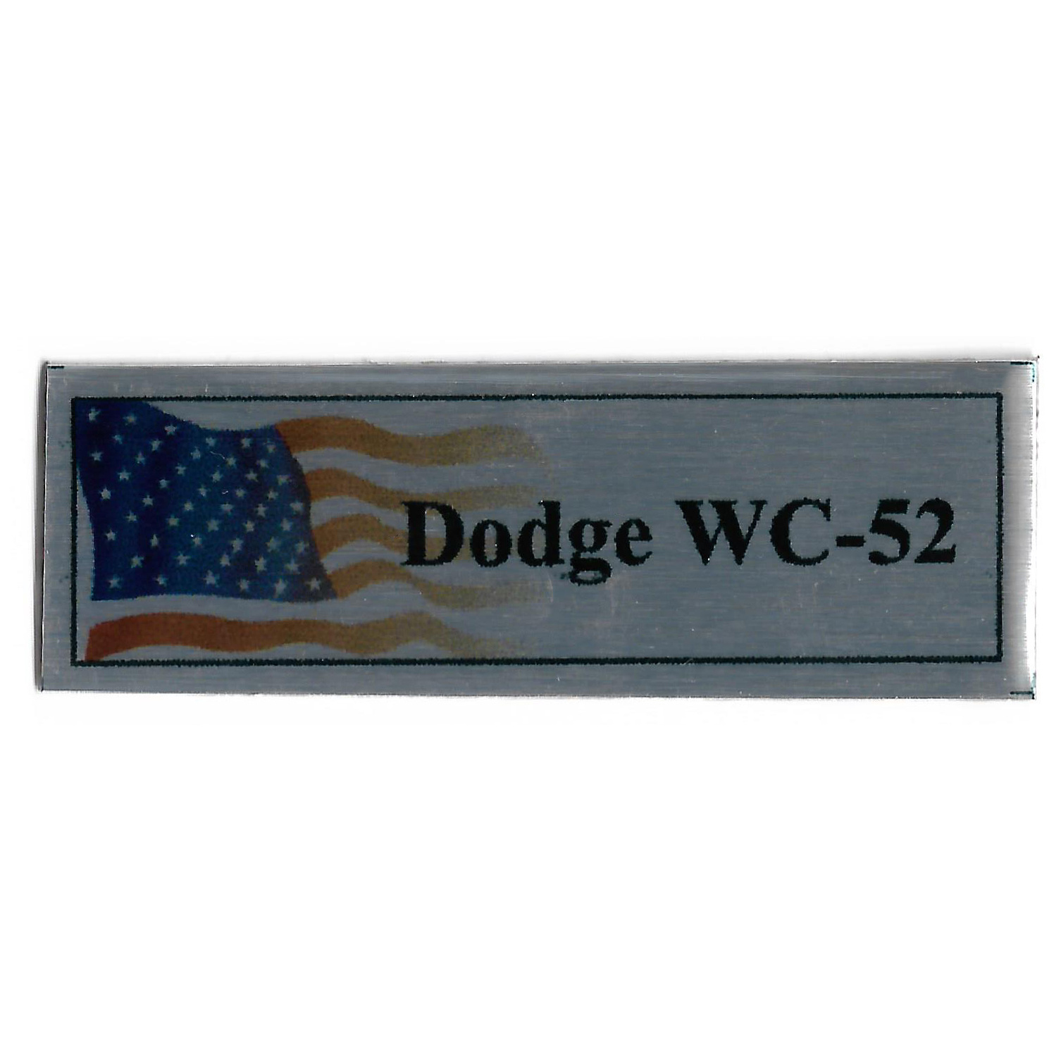 T378 Plate Plate for the American Army car Dodge WC-52, 60x20 mm, silver, US flag