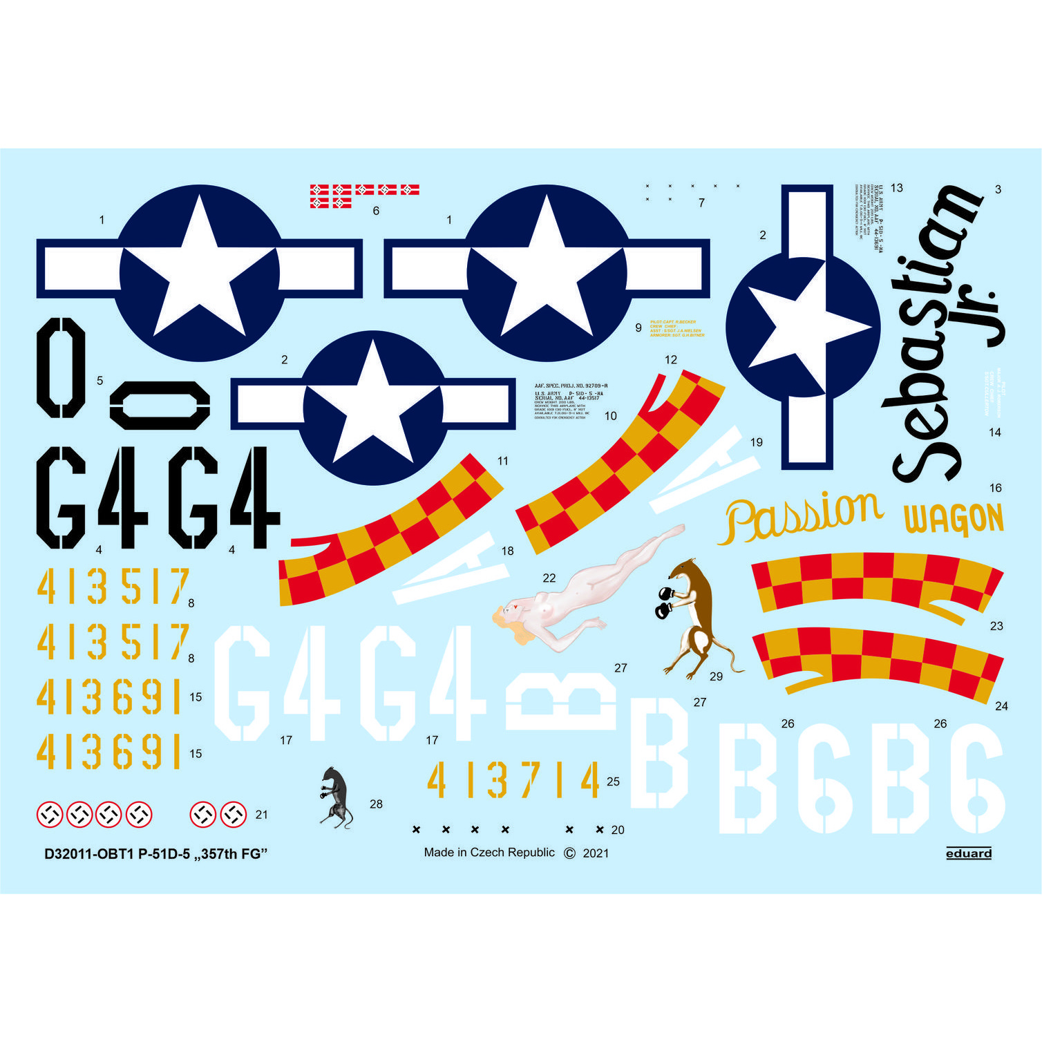 D32011 Eduard 1/32 Decal for P-51D-5 