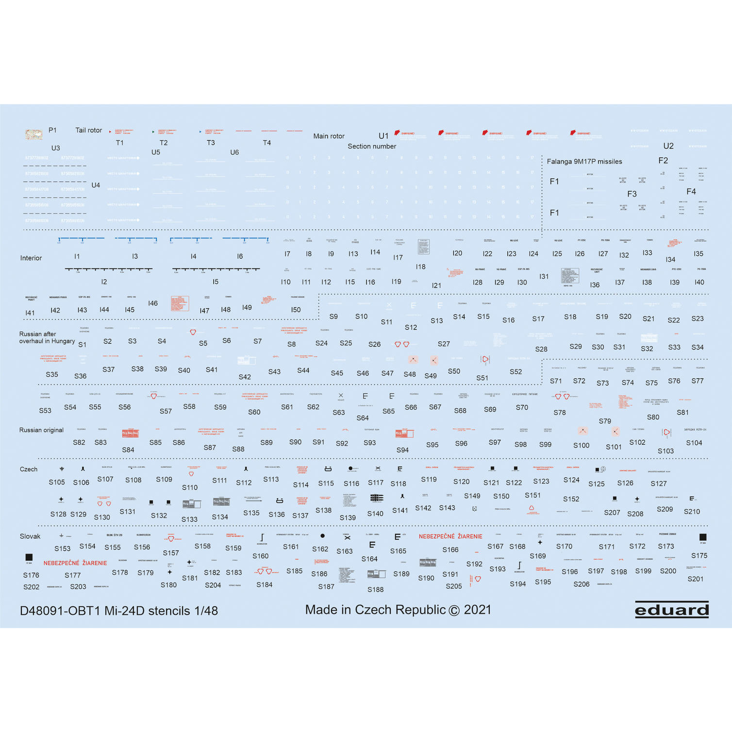 D48091 Eduard 1/48 Decals for Mu-24D tech.inscriptions
