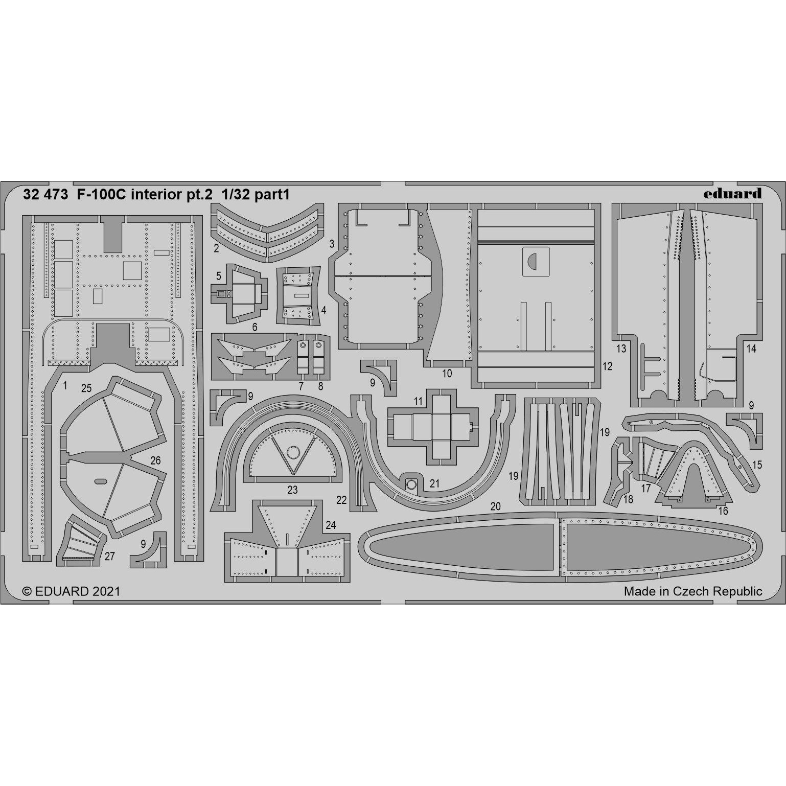 32473 Eduard 1/32 Photo Etching for F-100C, interior, part 2