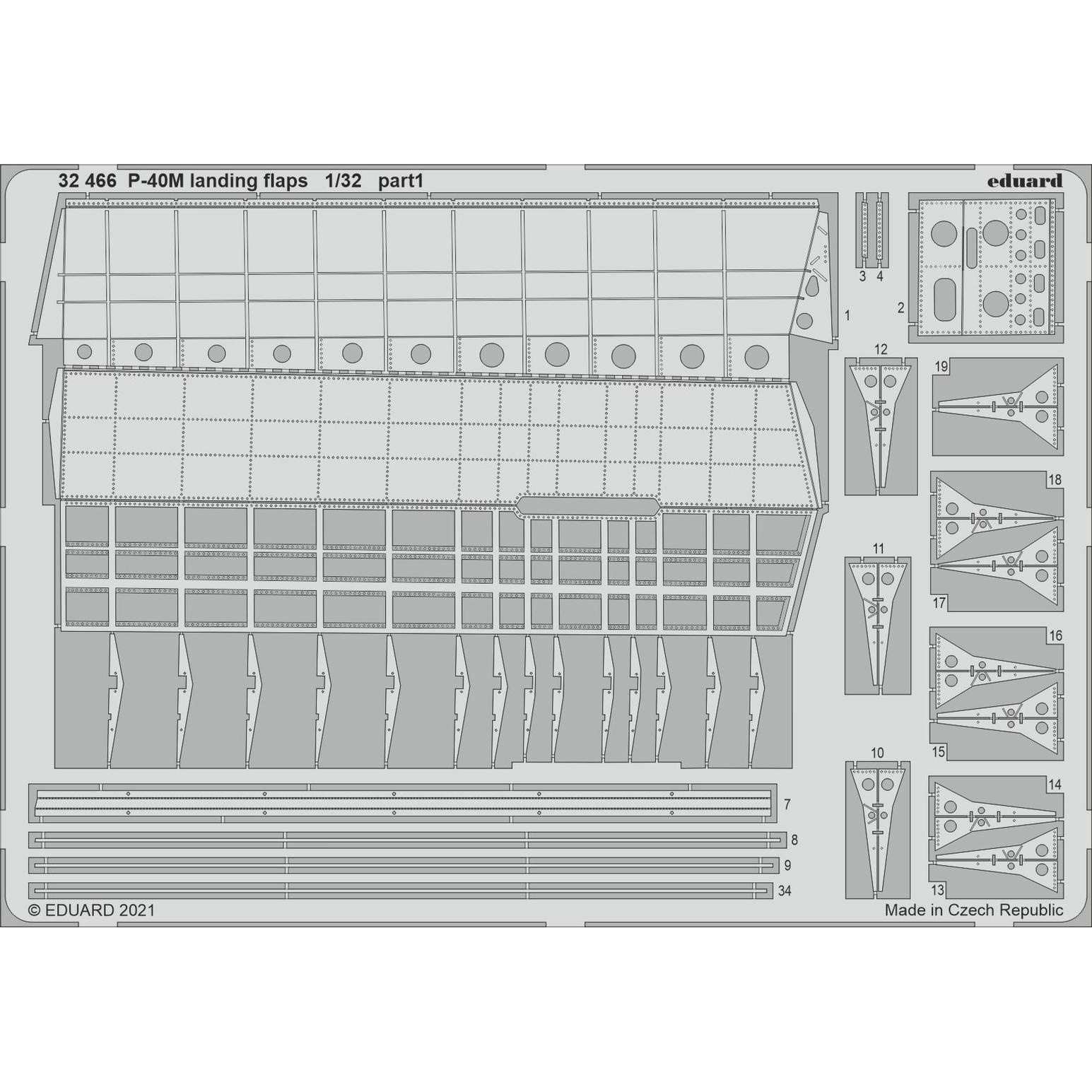 32466 Eduard 1/32 Photo Etching for P-40M, landing flaps