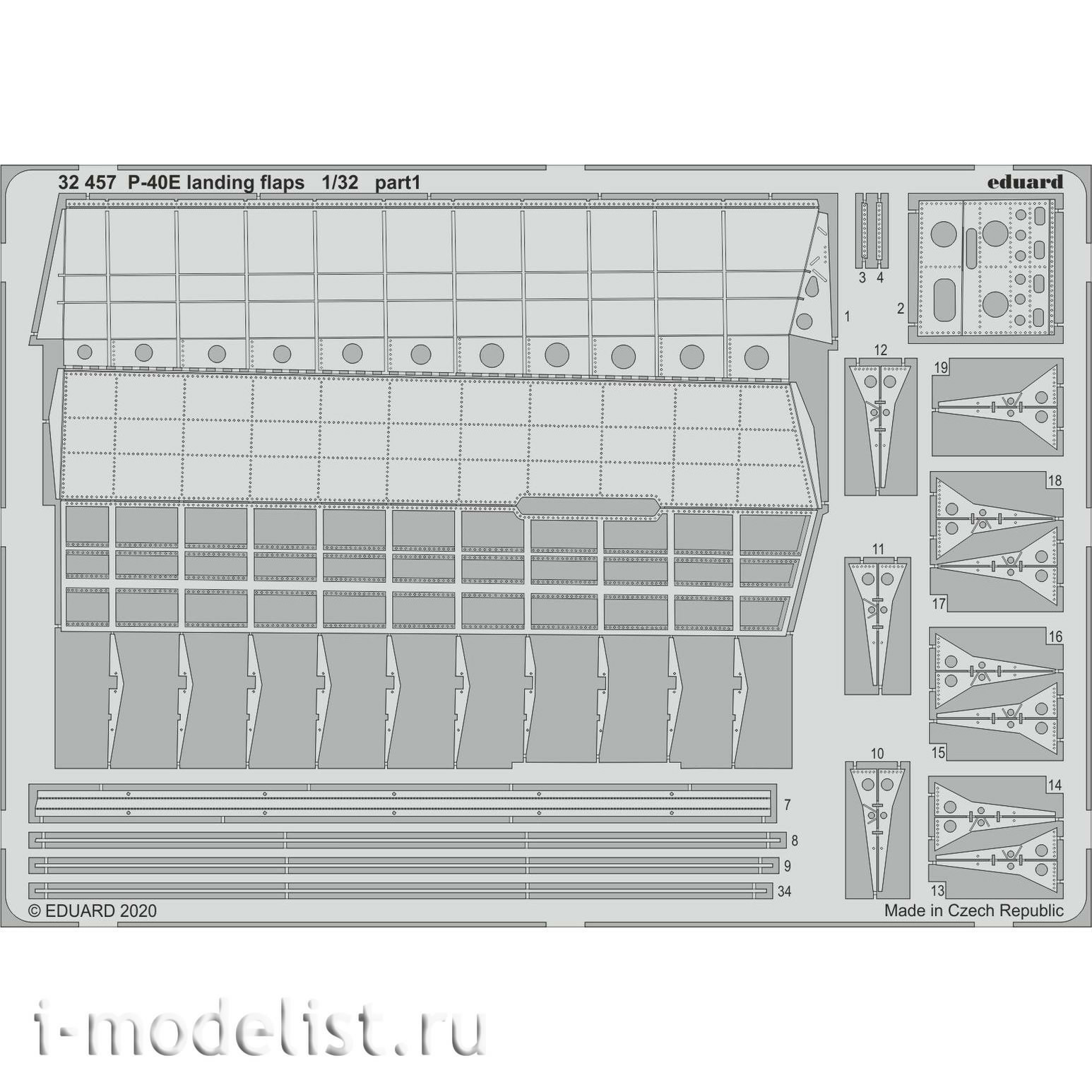32457 Eduard photo etched parts for 1/32 P-40E landing flaps
