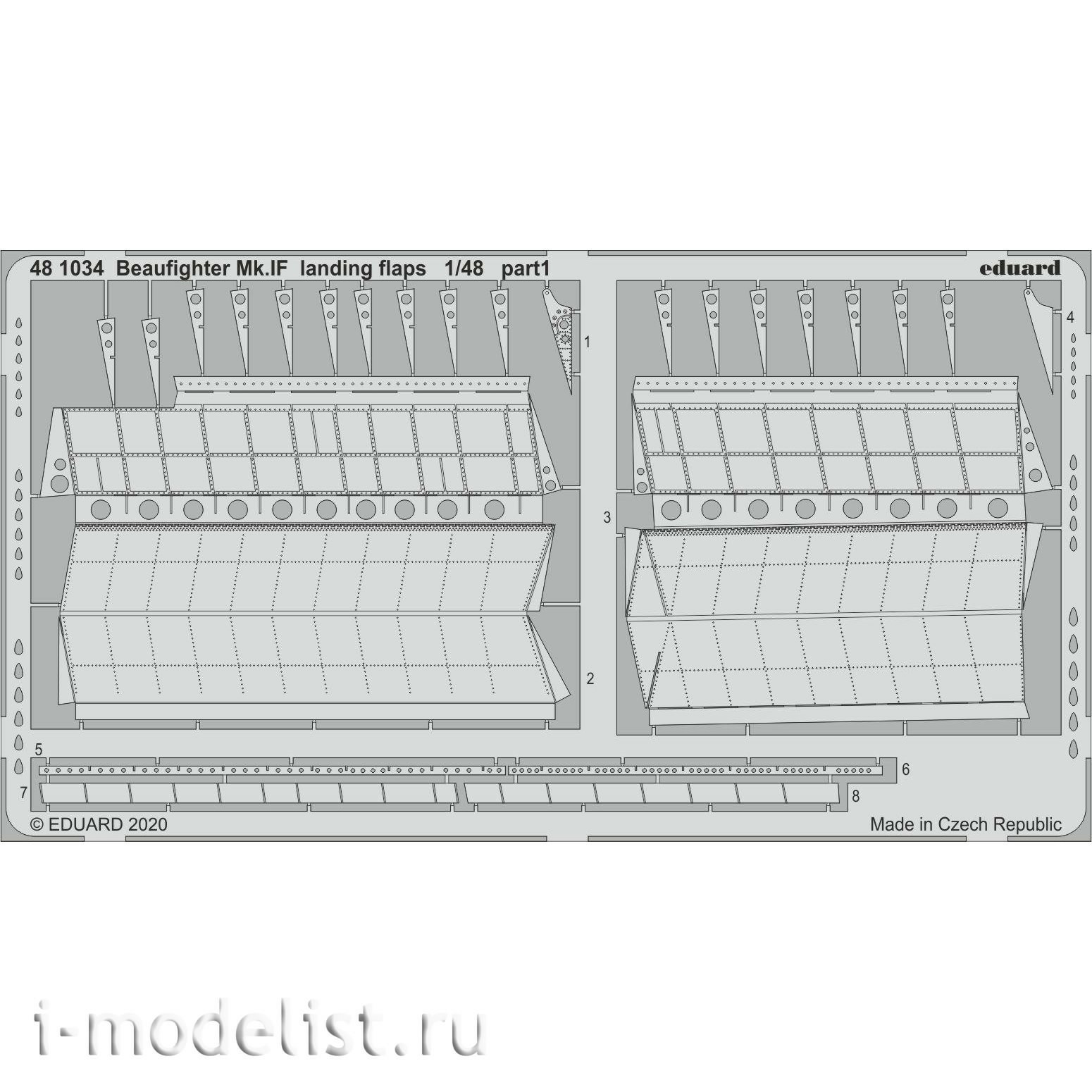 481034 Eduard 1/48 Photo Etching for Beaufighter Mk. IF landing flaps