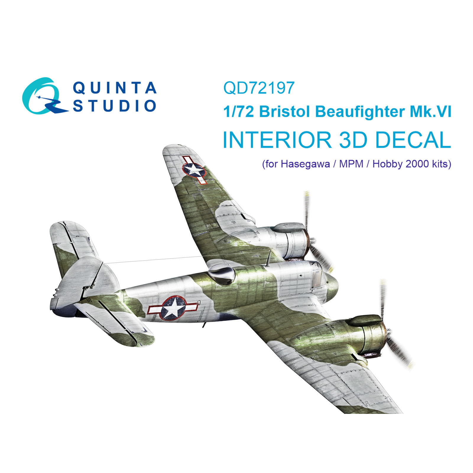 QD72197 Quinta Studio 1/72 3D Декаль интерьера кабины Bristol Beaufighter Mk.VI (Hasegawa/MPM/Hobby2000)