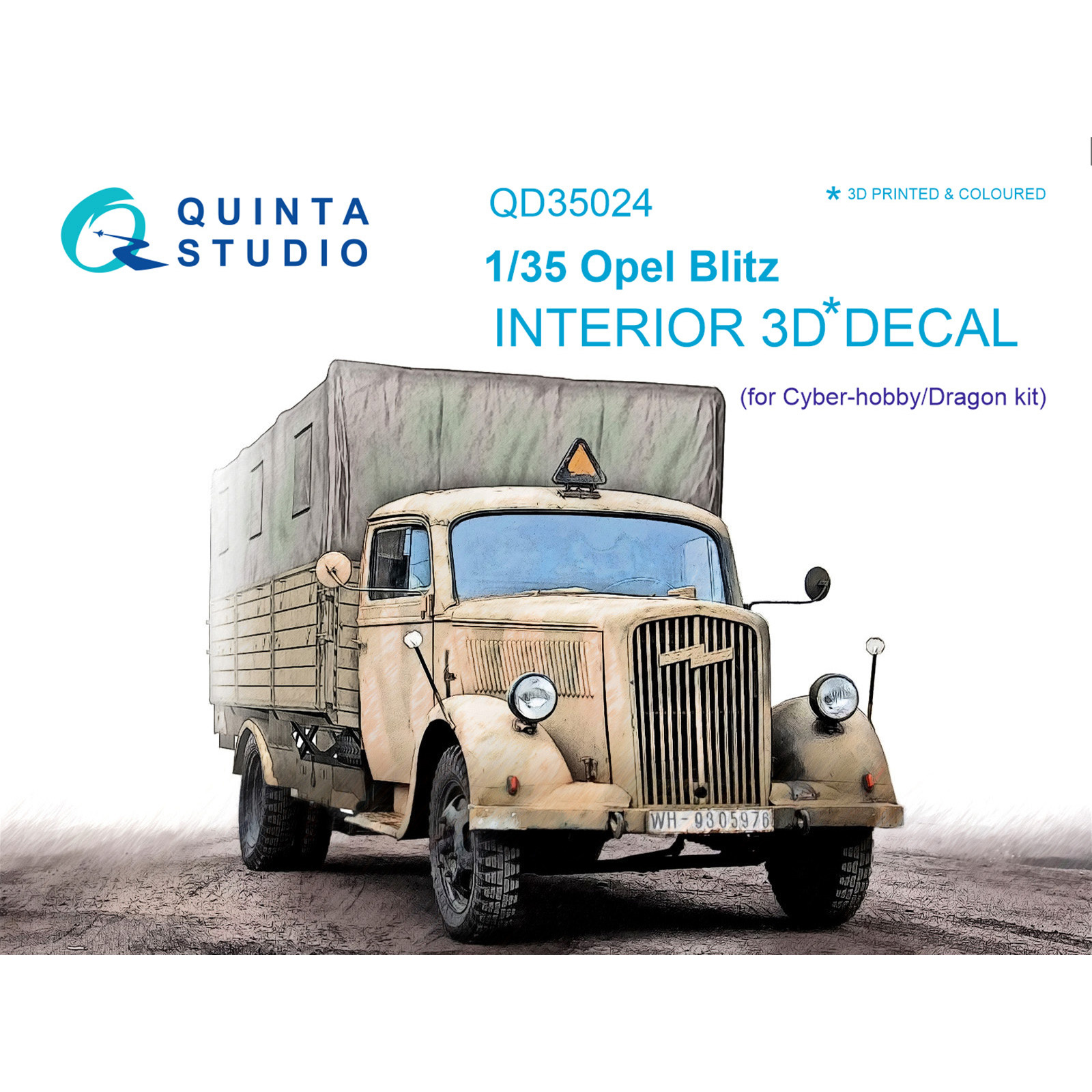 QD35024 Quinta Stuido 1/35 3D Cabin Interior Decal for Opel Blitz (for Cyber-hobby/Dragon model)