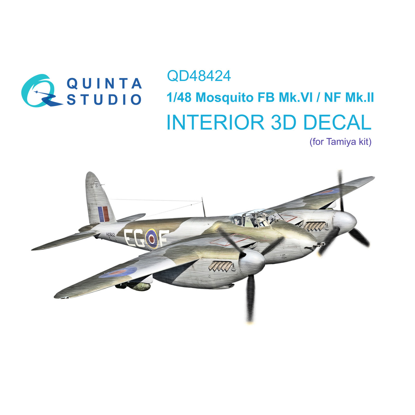 QD48424 Quinta Studio 1/48 3D Декаль интерьера кабины Mosquito FB Mk.VI/NF Mk.II (Tamiya)
