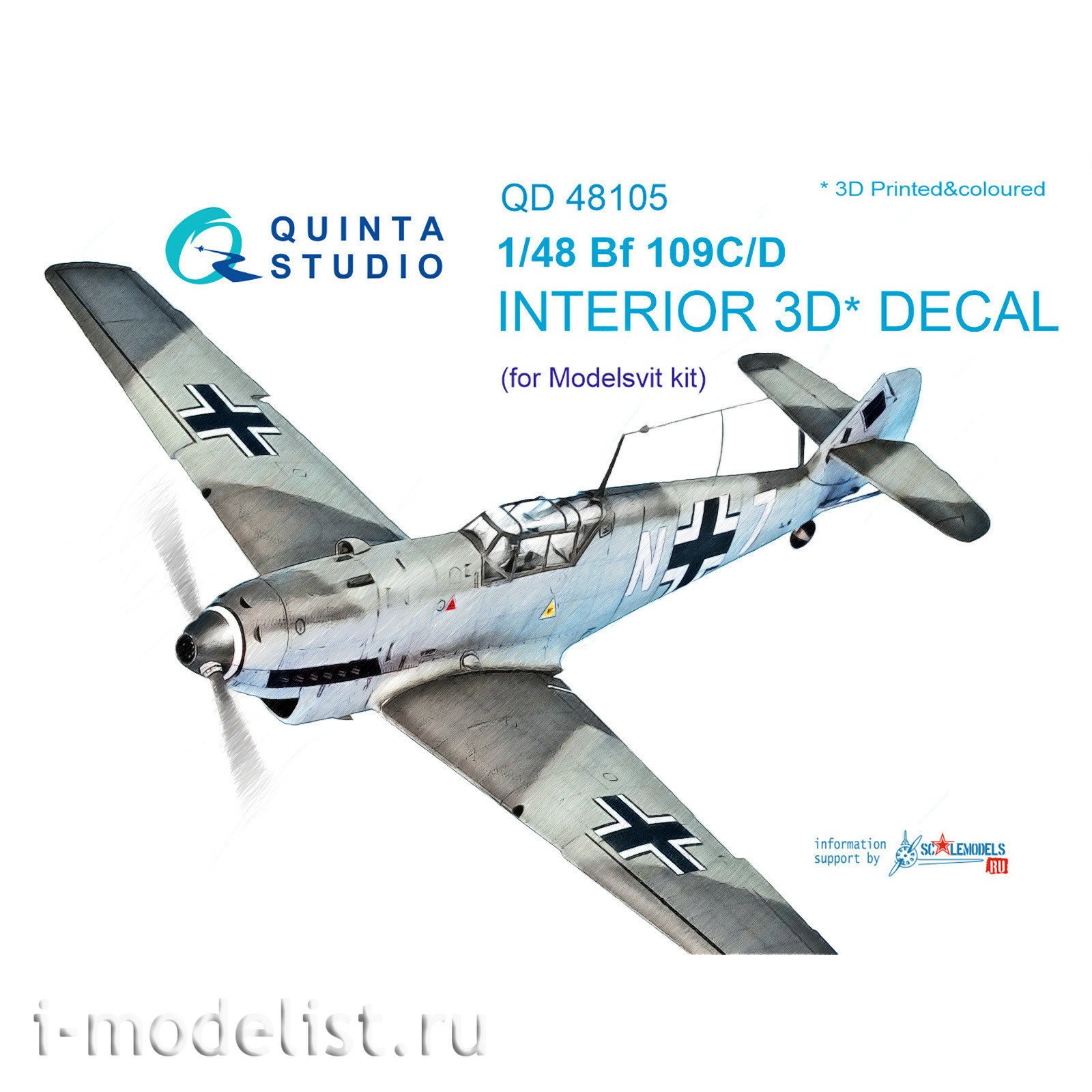 QD48105 Quinta Studio 1/48 3D Cabin Interior Decal Bf 109C/D (for Modelsvit model)