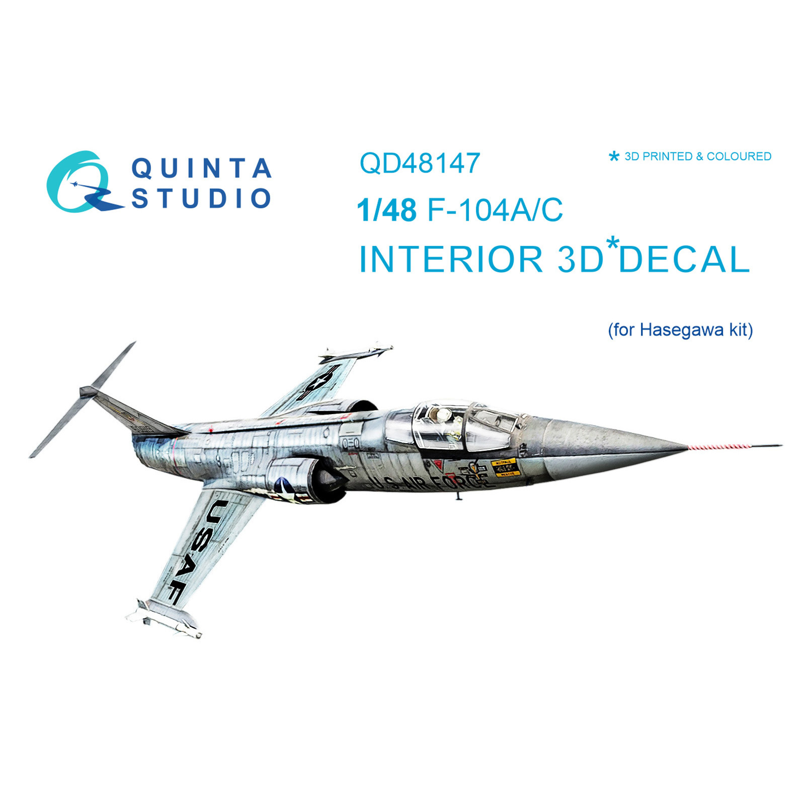QD48147 Quinta Studio 1/48 3D Cabin Interior Decal F-104A/C (for Hasegawa model)
