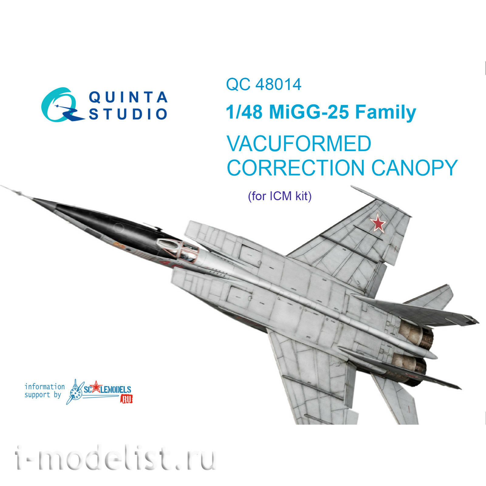 QC48014 Quinta Studio 1/48 Set of glazing correction MiG-25 (for ICM model)