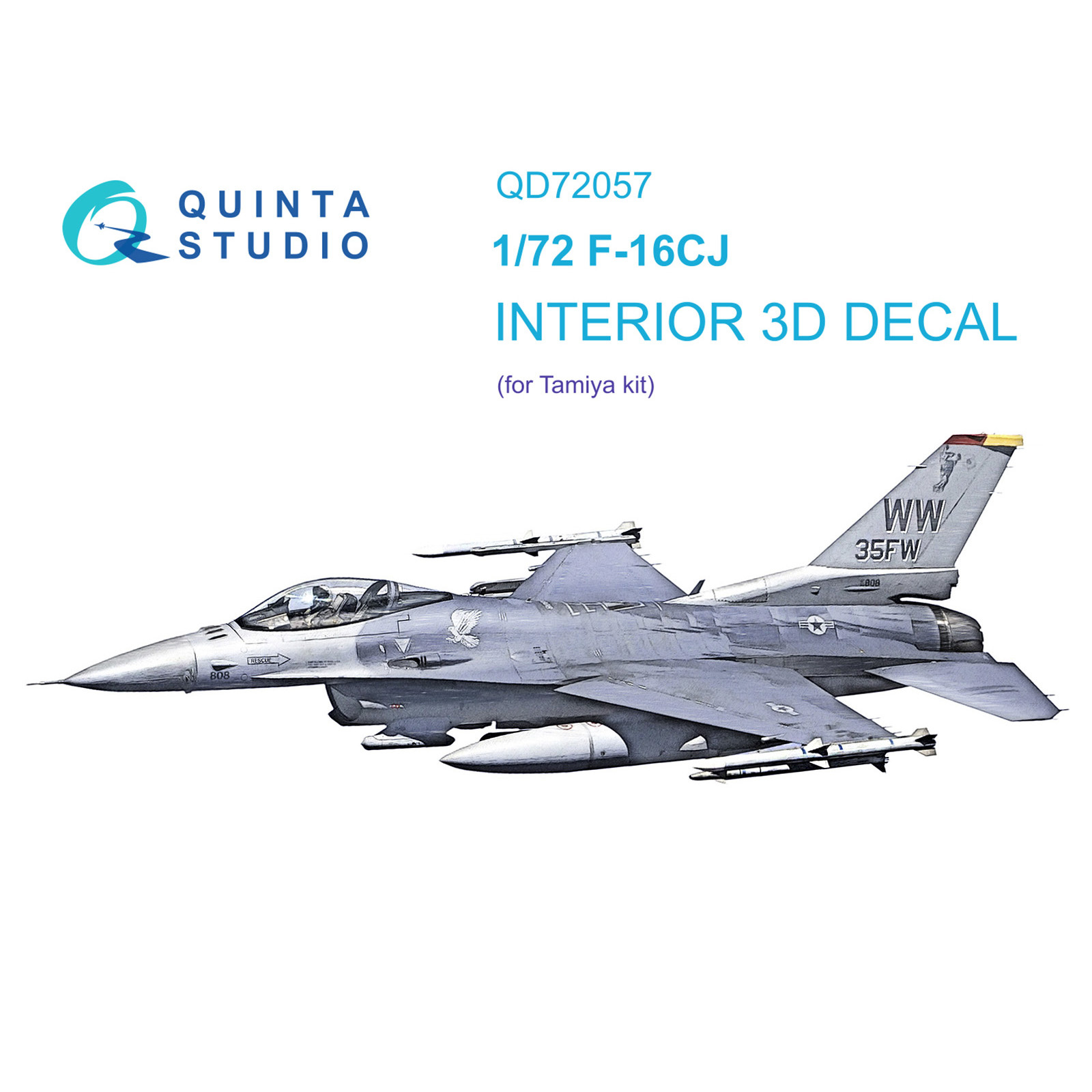 QD72057 Quinta Studio 1/72 3D Cabin Interior Decal F-16CJ (Tamiya)