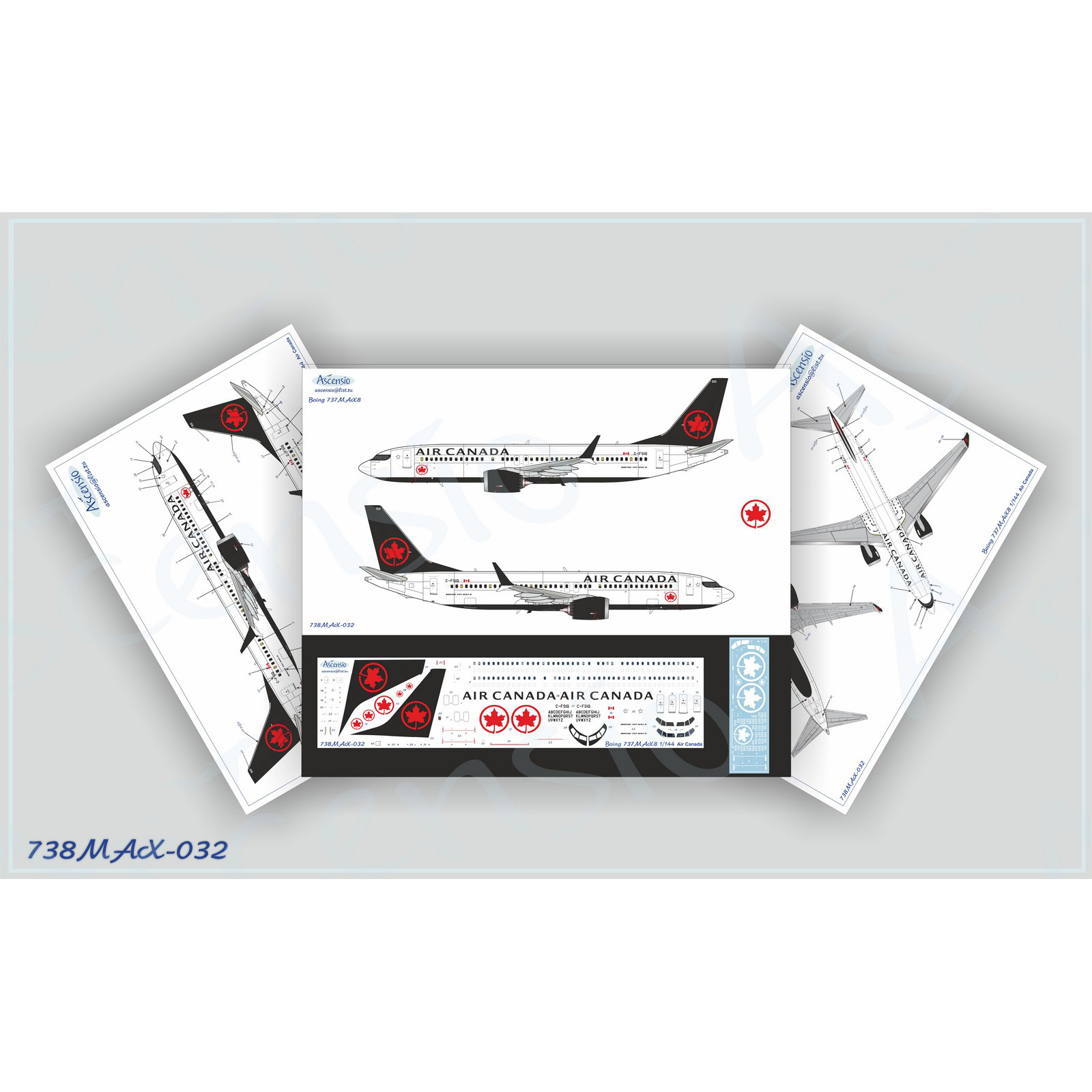738MAX-032 Ascensio 1/144 Decal for Boeing 737-8 MAX Air Canada 