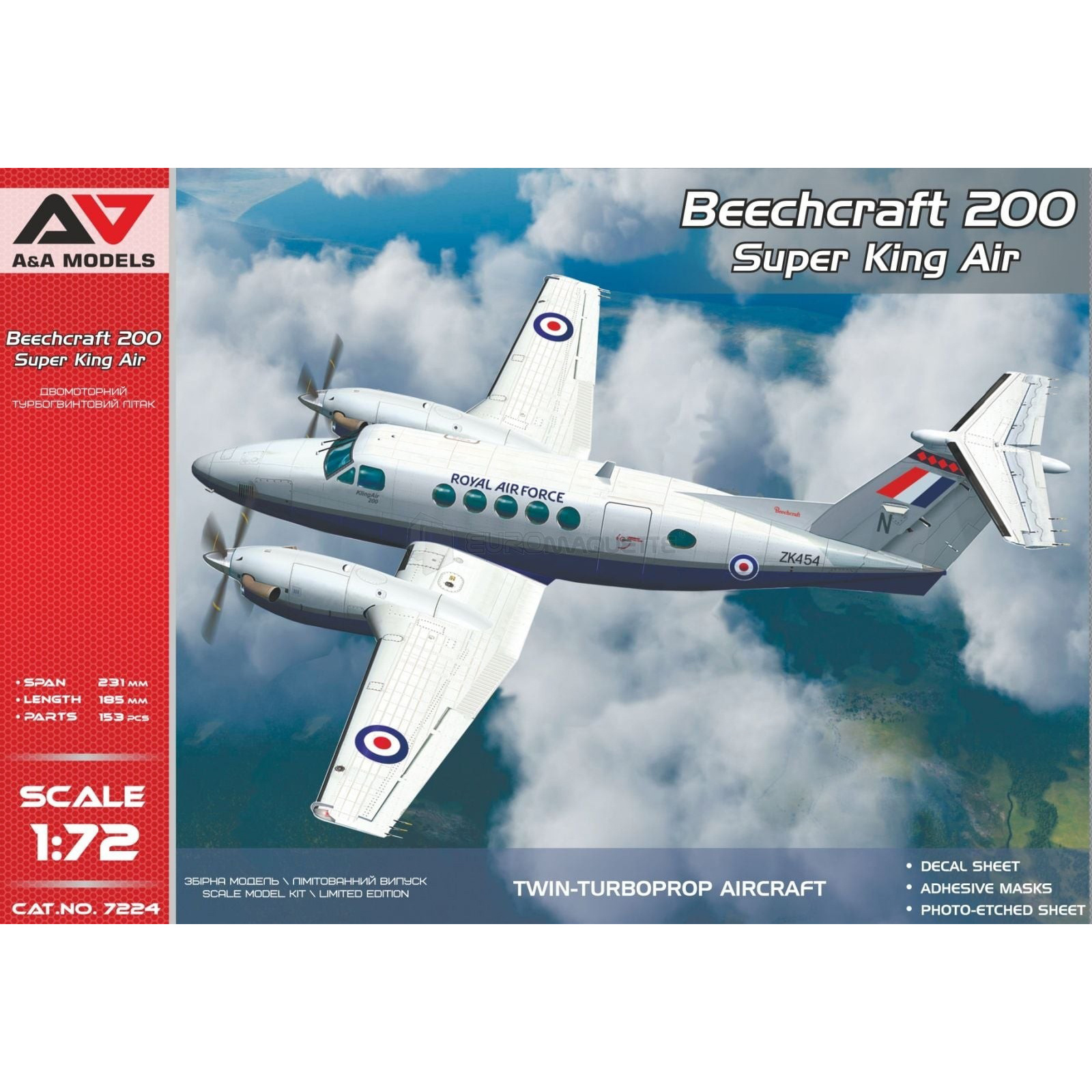 7224 A&A Models 1/72 Beechcraft 200 Super King Air Aircraft