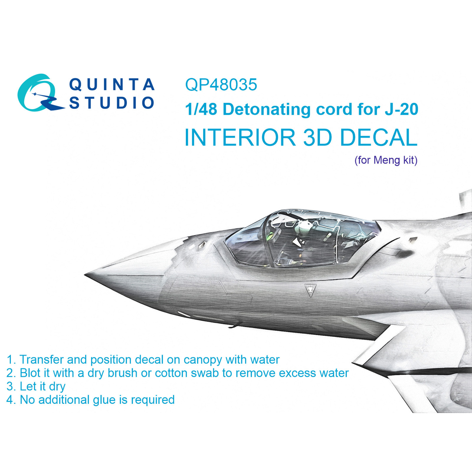QP48035 Quinta Studio 1/48 Пирошнур для остекления J-20 (Meng)