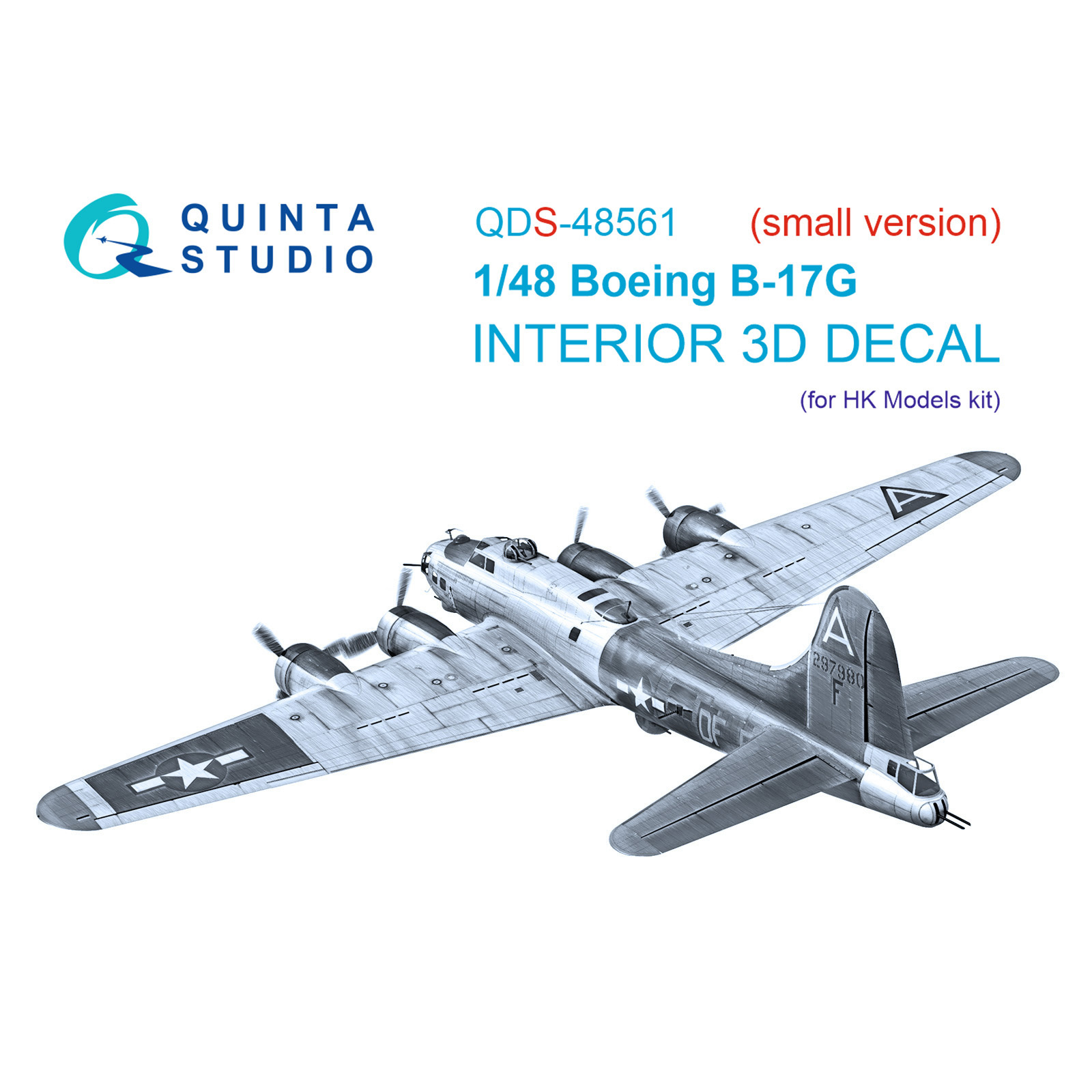 QDS-48561 Quinta Studio 1/48 3D Декаль интерьера кабины Boeing B-17G (HK models) (малая версия)