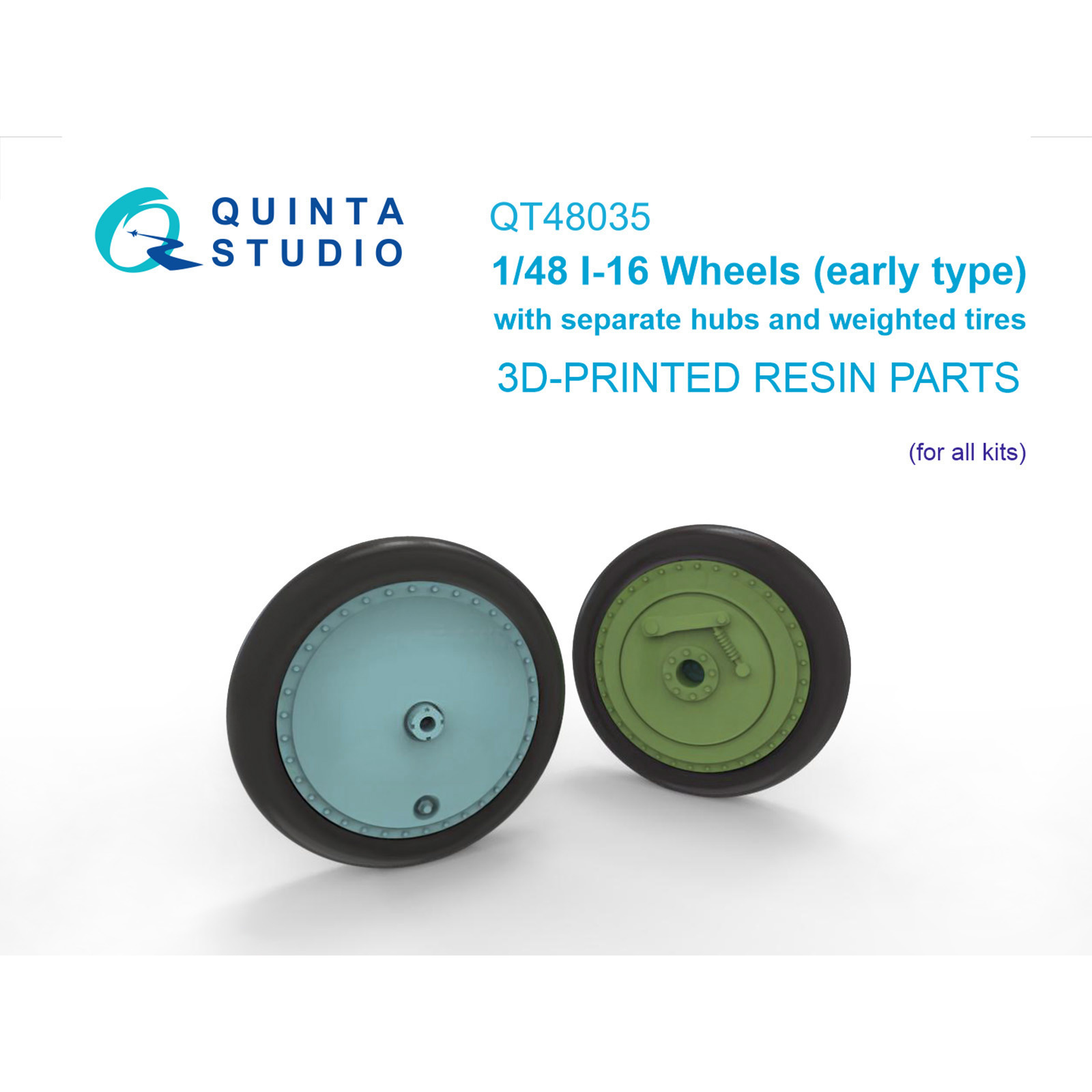 QT48035 Quinta Studio 1/48 Колеса И-16 (ранние) с fromдельными нагруженными шинами (для allх моделей)