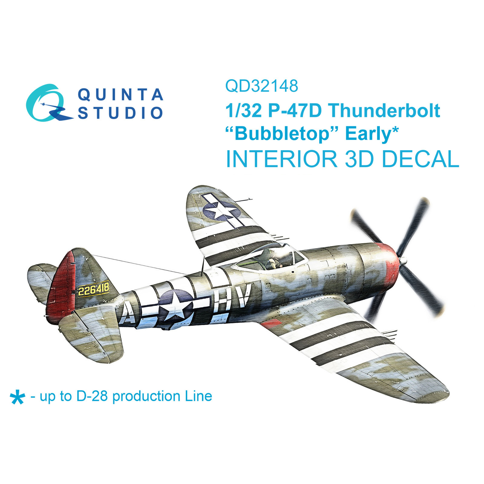 QD32148 Quinta Studio 1/32 3D Cabin Interior Decal P-47D Thunderbolt Bubbletop Early (Trumpeter)