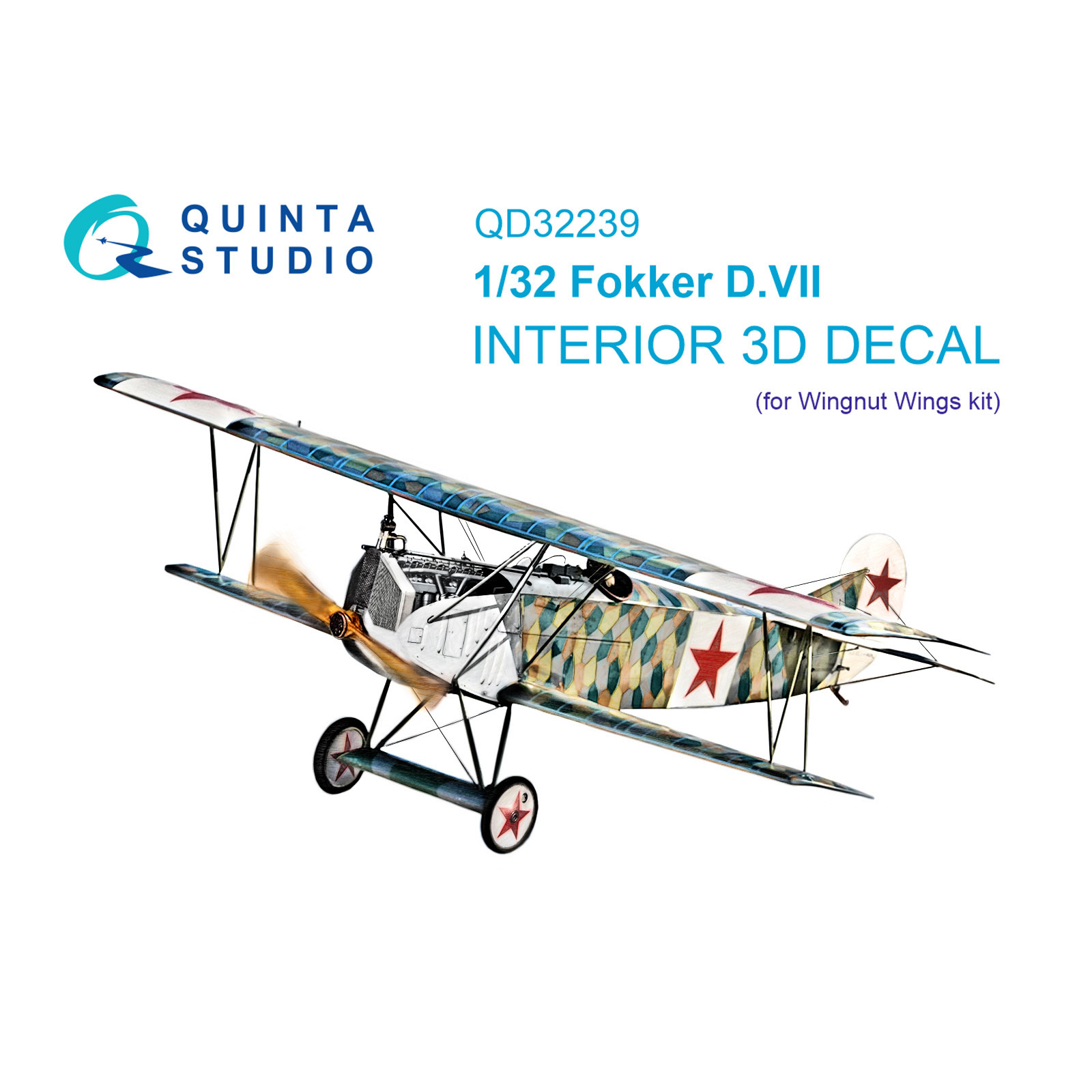 QD32239 Quinta Studio 1/32 3D Декаль интерьера кабины Fokker D.VII (Wingnut Wings)