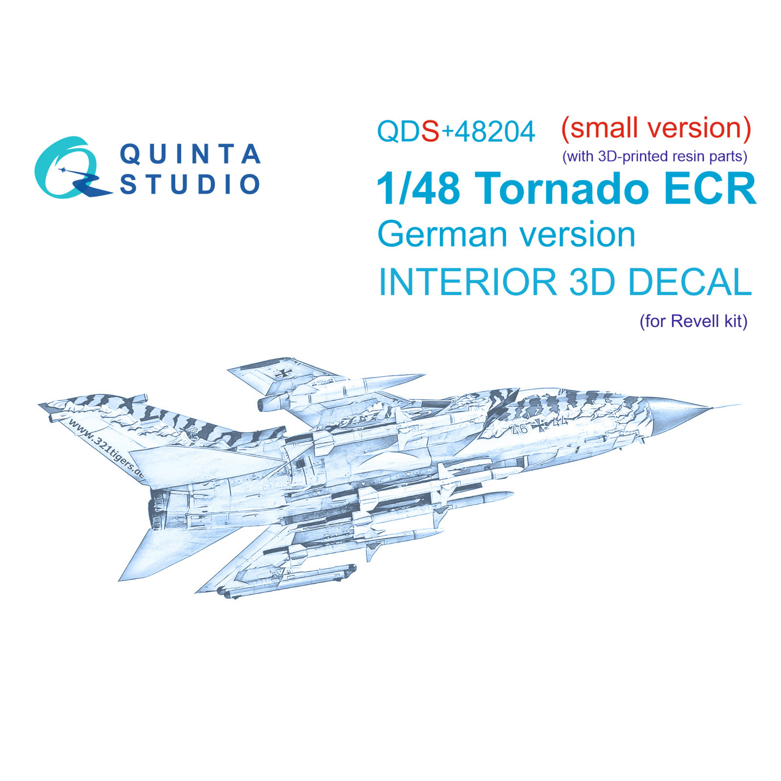QDS+4820 Quinta Studio 1/48 3D Декаль интерьера кабины Tornado ECR German (Revell) (малая версия) (с 3D-печатными деталями)