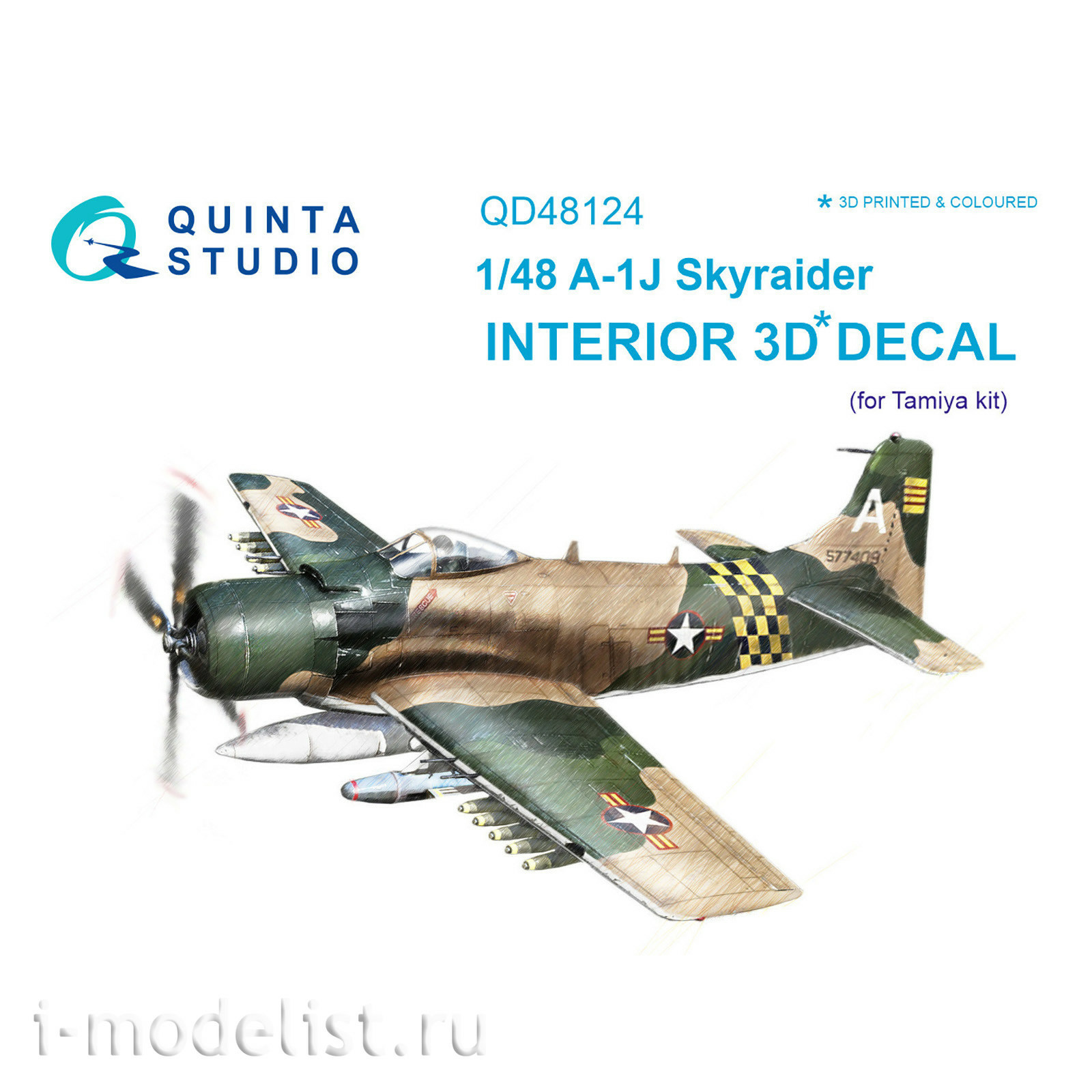 QD48124 Quinta Studio 1/48 3D Cabin Interior Decal A-1J (for Tamiya model)