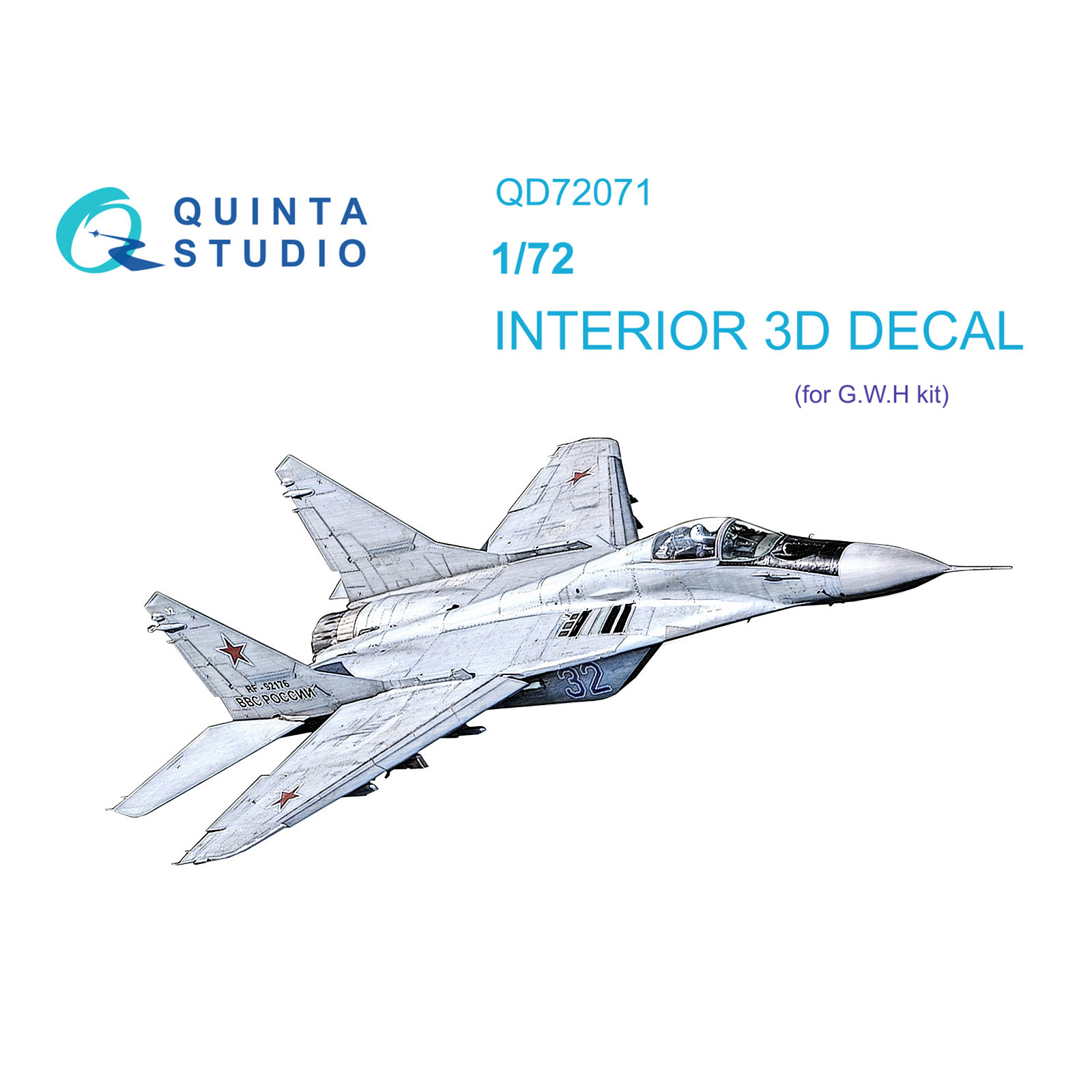 QD72071 Quinta Studio 1/72 3D Cabin Interior Decal MiGG-29 9-12 (GWH)