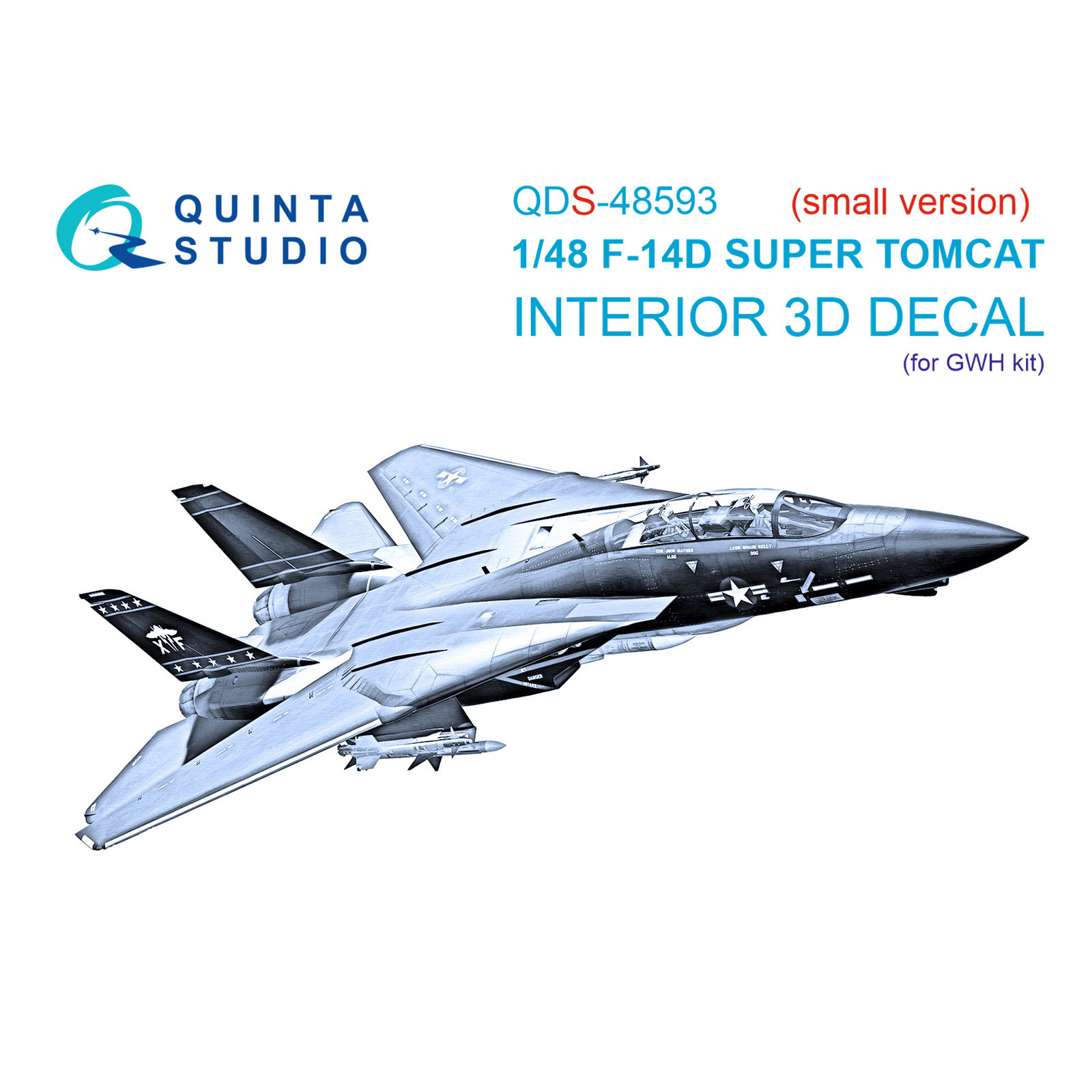QDS-48593 Quinta Studio 1/48 3D Декаль интерьера кабины F-14D Super Tomcat (GWH) (малая версия)