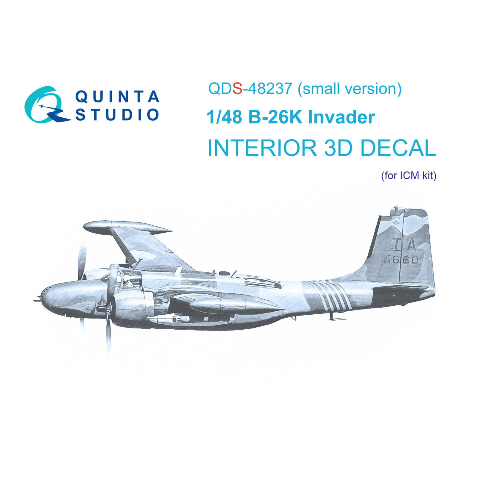 QDS-48237 Quinta Studio 1/48 3D Cabin Interior Decal B-26K (ICM) (Small version)