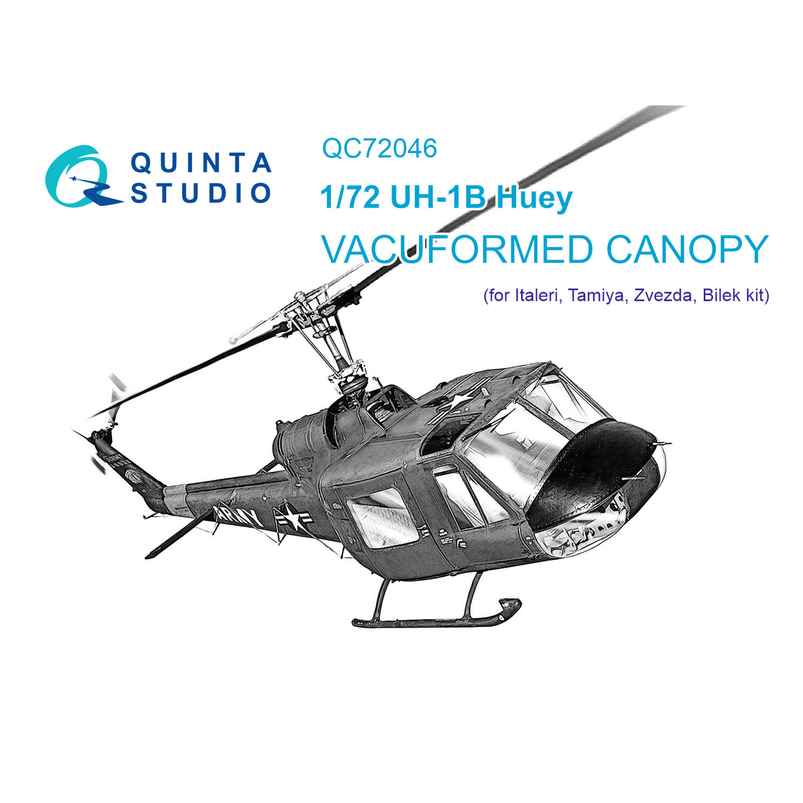 QC72046 Quinta Studio 1/72 Glazing Kit for Model Uh-1 (Italeri)