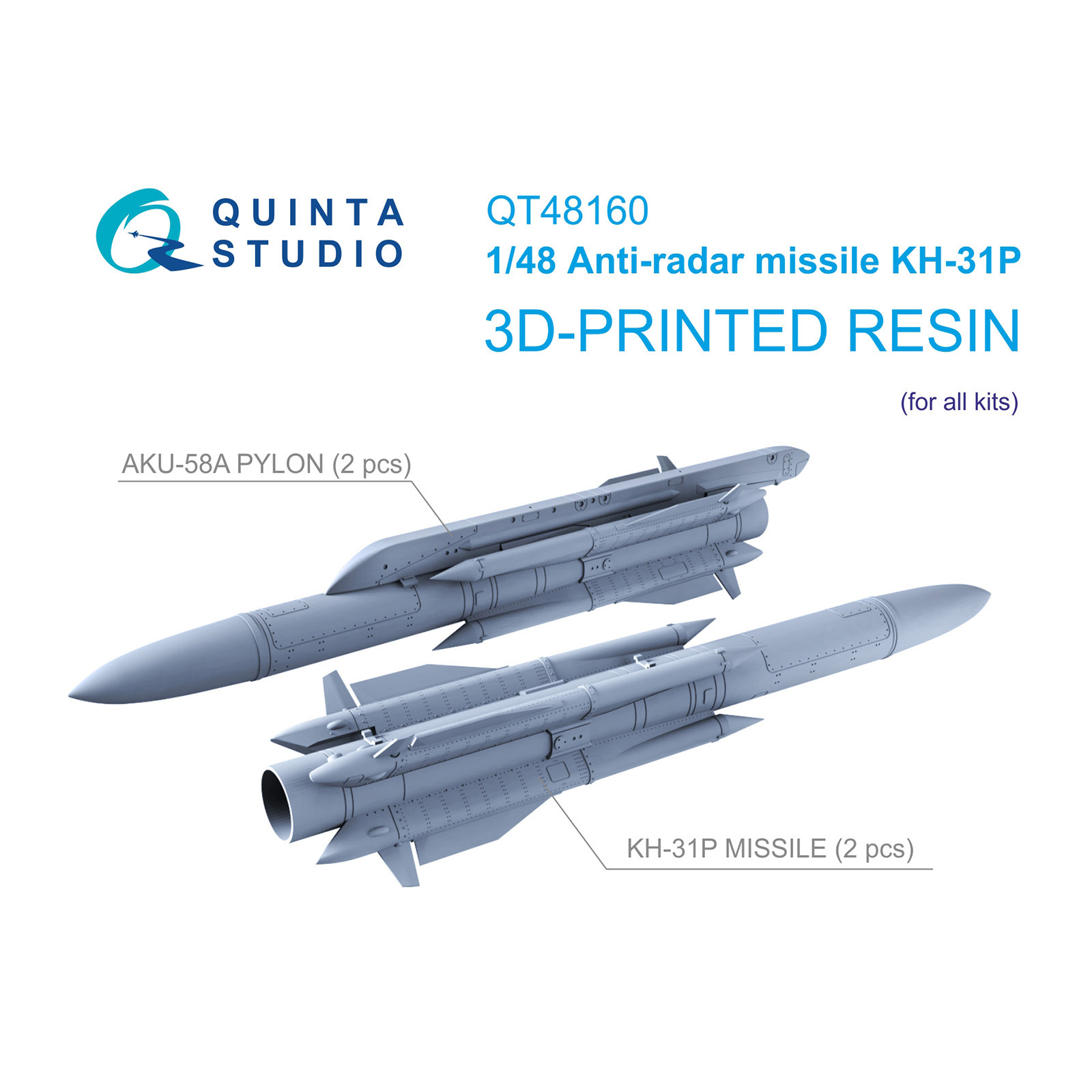 QT48160 Quinta Studio 1/48 Прfromиворадиалокационные ракеты Х-31П