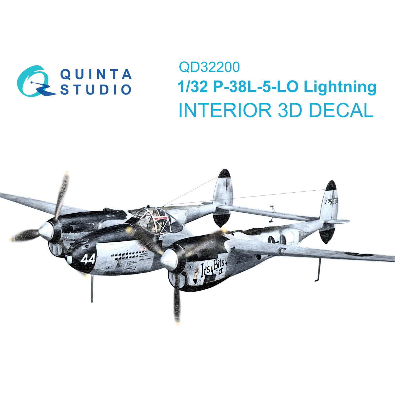 QD32200 Quinta Studio 1/32 3D Декаль интерьера кабины P-38L-5-LO Lightning (Т$ач/Hobbycraft)