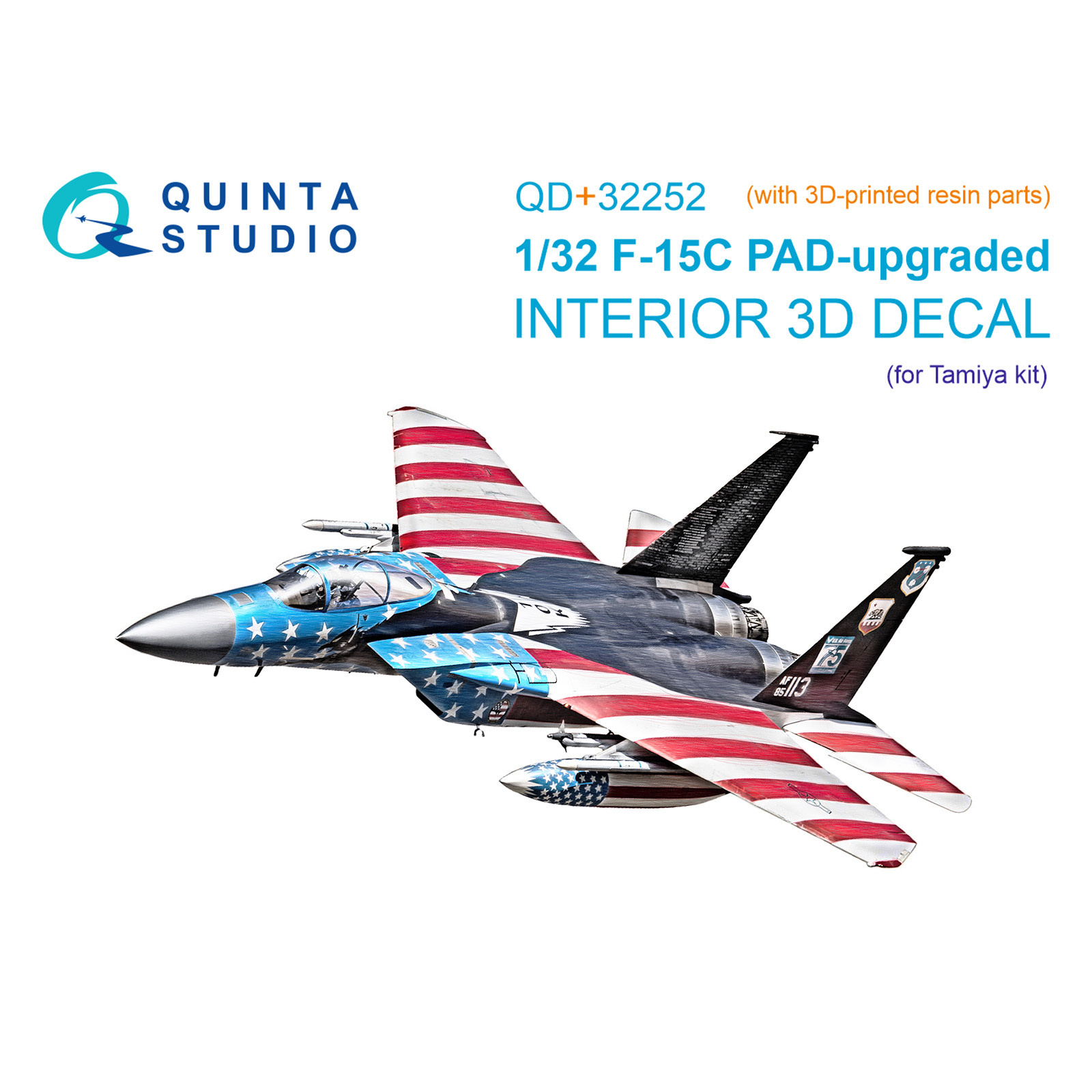 QD+32252 Quinta Studio 1/32 3D Декаль интерьера кабины F-15C PAD-upgraded (Tamiya) (с 3D-печатными деталями)
