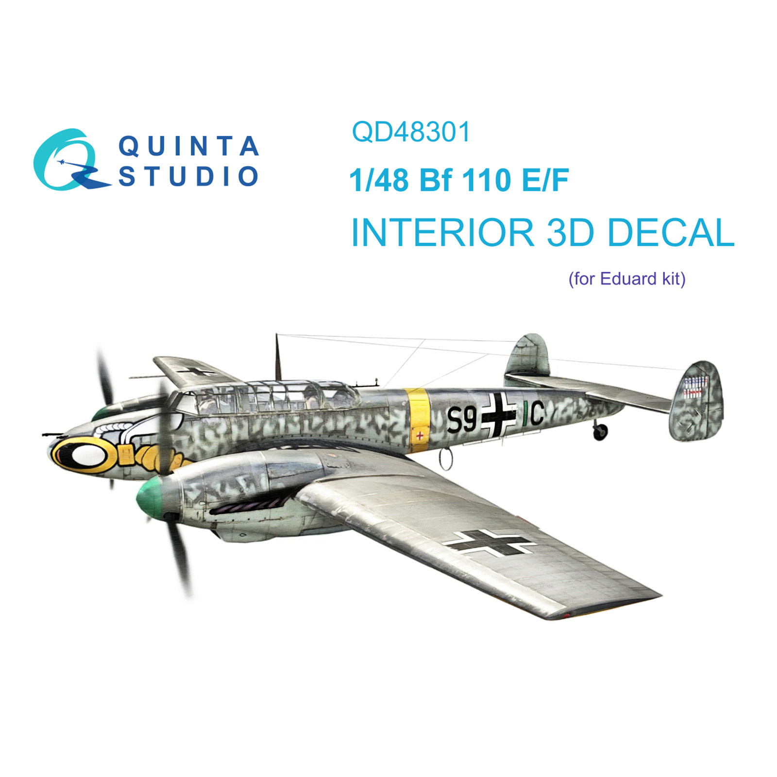 QD48301 Quinta Studio 1/48 3D Декаль интерьера кабины Bf 110E/F (Eduard)
