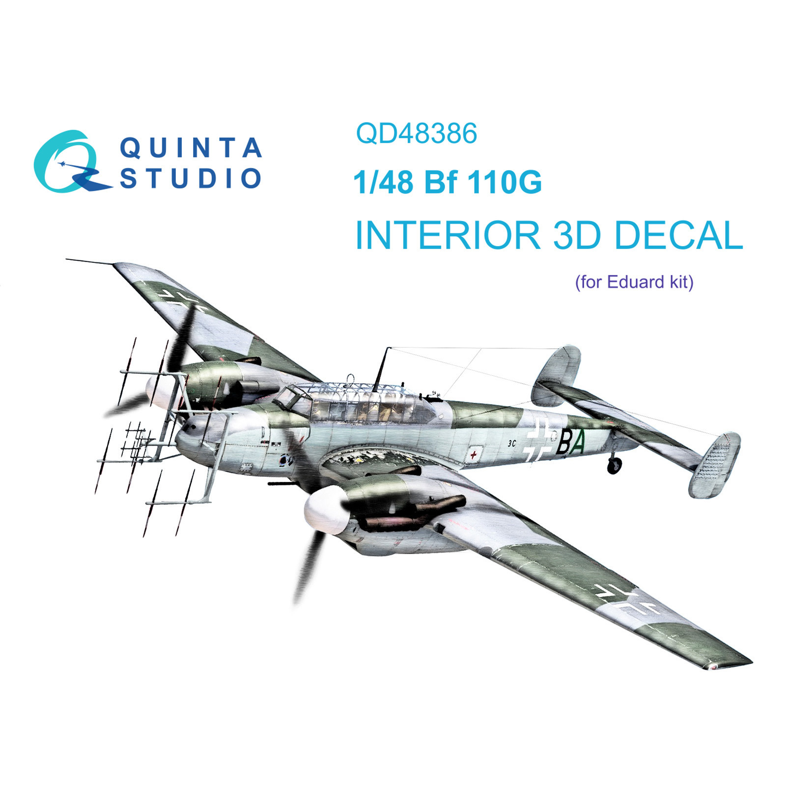 QD48386 Quinta Studio 1/48 3D Декаль интерьера кабины BF 110G (Eduard)