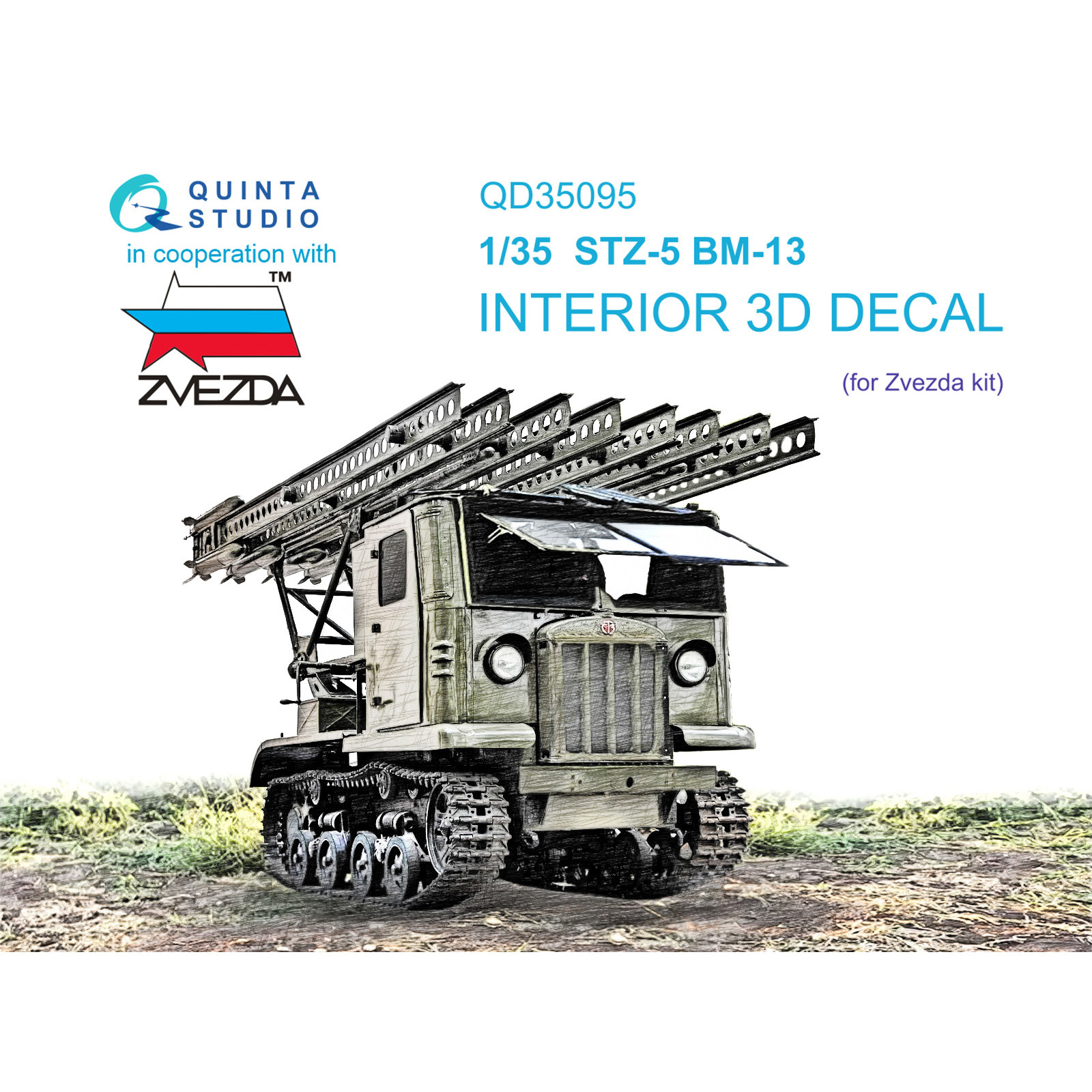 QD35095 Quinta Studio 1/35 3D Decal cabin interior STZ-5 BM-13 (Zvezda)
