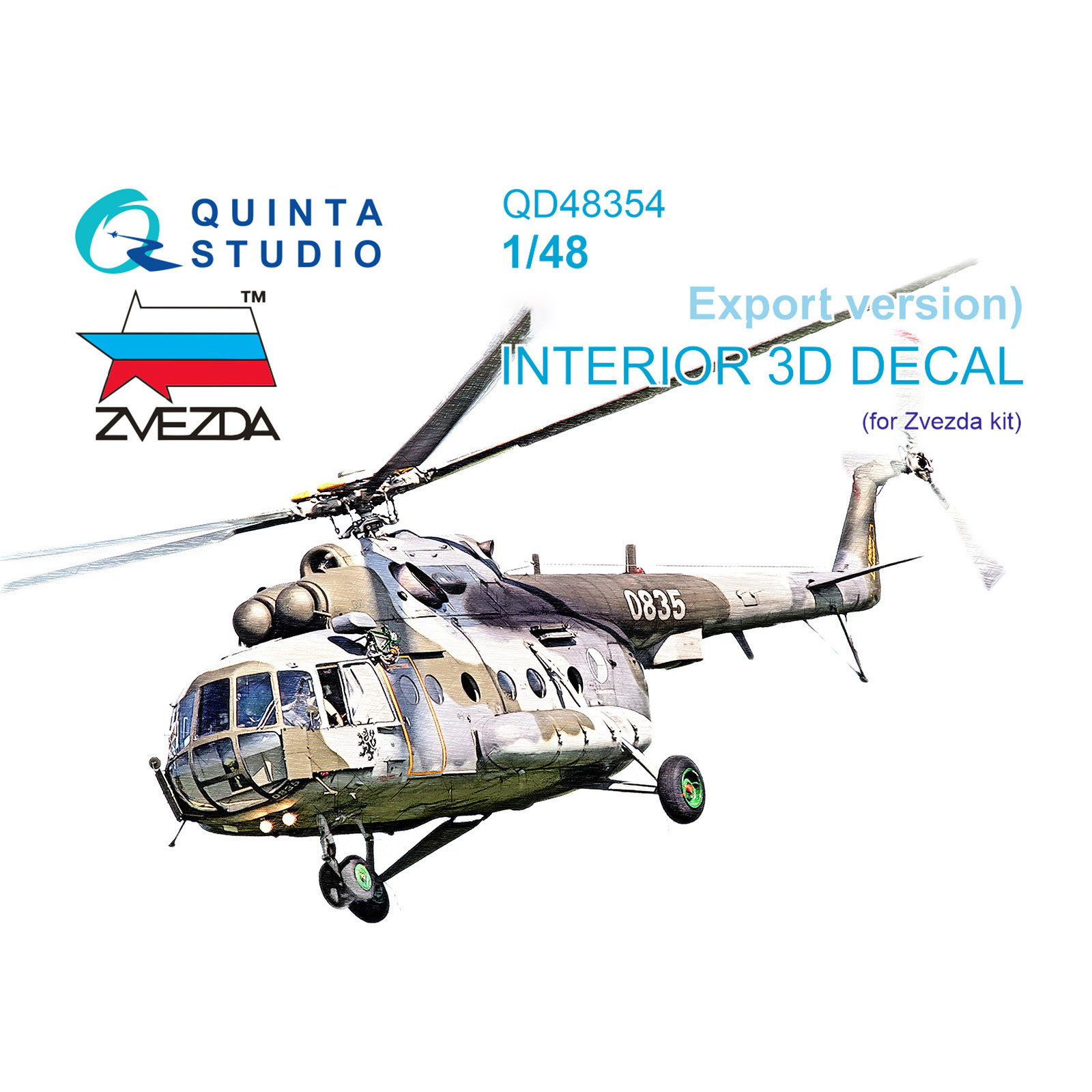 QD48354 Quinta Studio 1/48 3D Декаль интерьера кабины Mu-17 (Экспортная версия Mu-8МТ) (Zvezda)