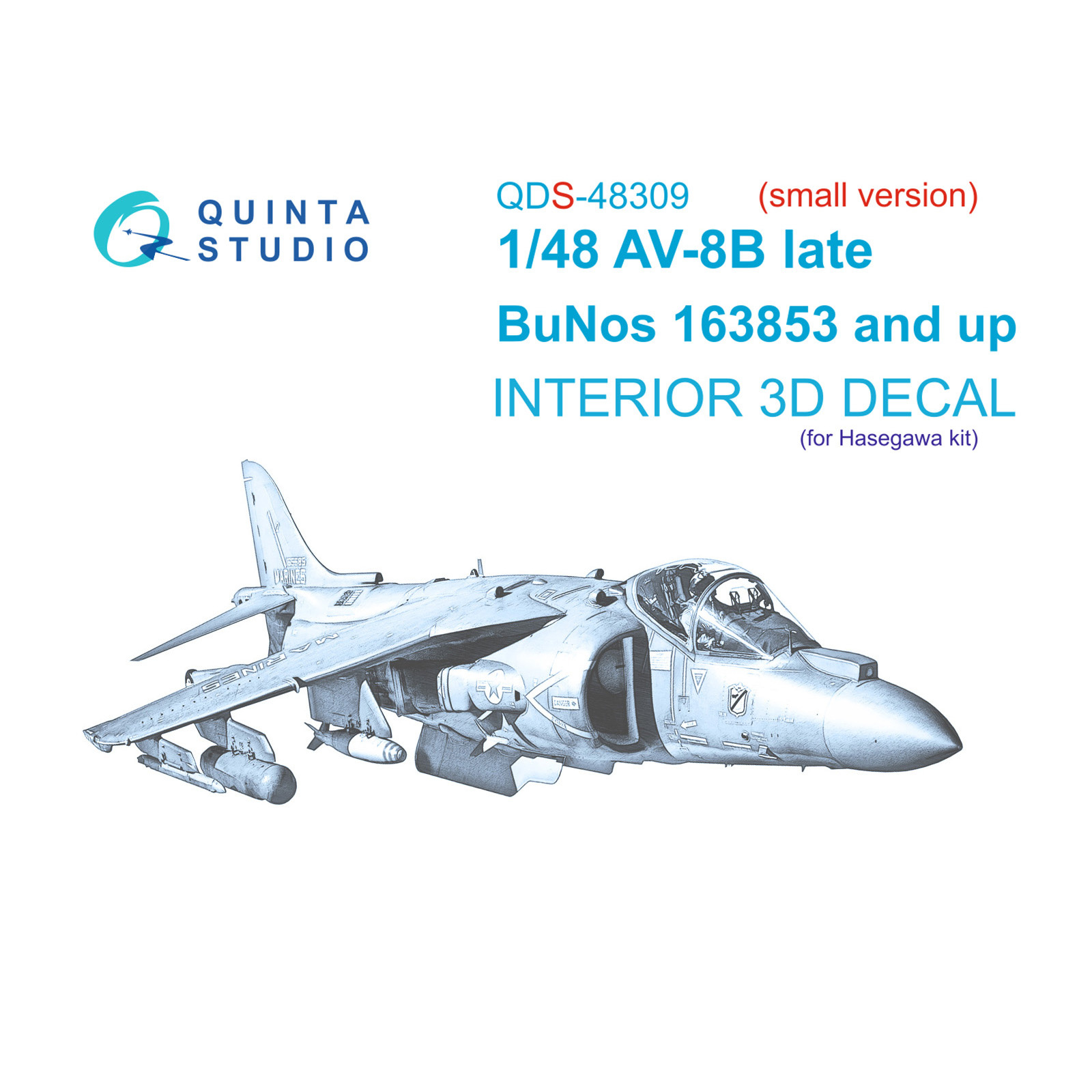QDS-48309 Quinta Studio 1/48 3D Cabin Interior Decal AV-8B Late (Hasegawa) (Small Version)