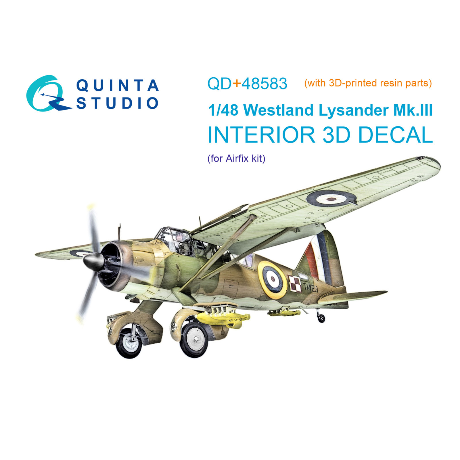 QD+48583 Quinta Studio 1/48 3D Декаль интерьера кабины Westland Lysander Mk.III (Airfix) (с 3D-печатными деталями)