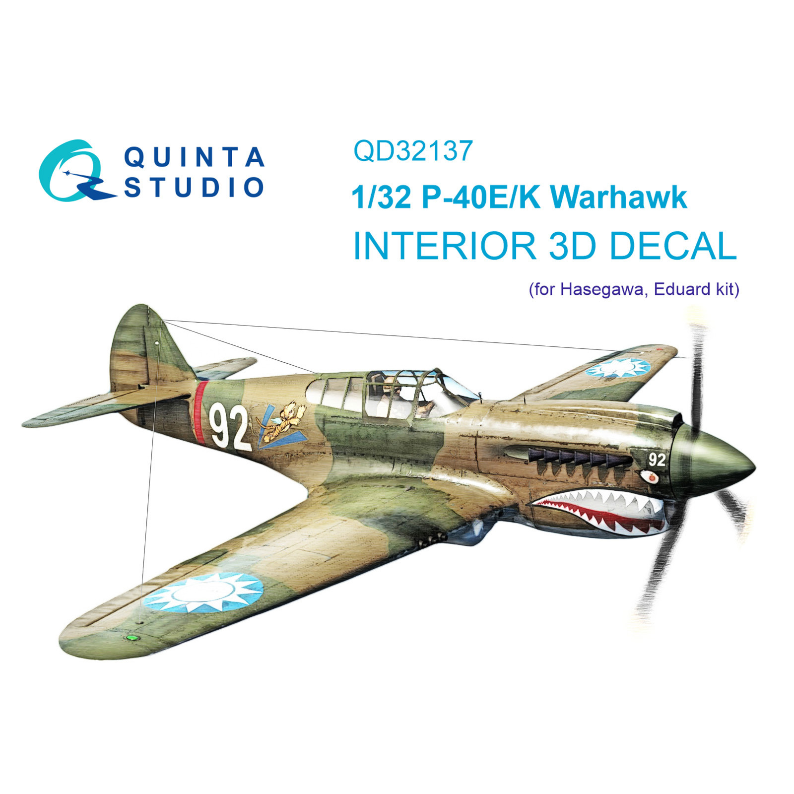 QD32137 Quinta Studio 1/32 3D Cabin Interior Decal P-40E/K (Hasegawa)