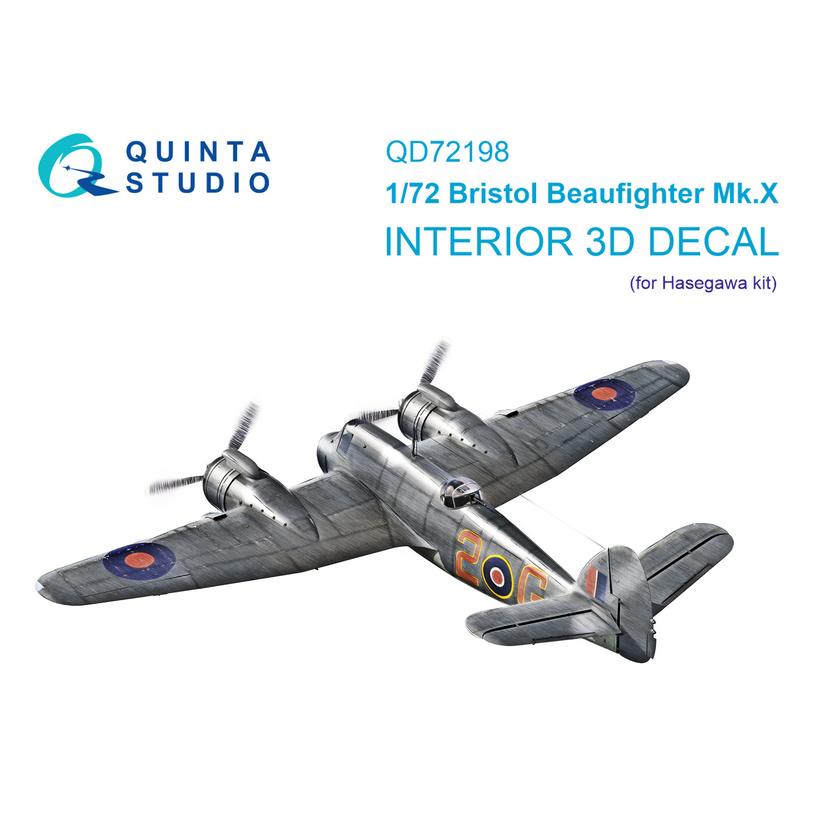 QD72198 Quinta Studio 1/72 3D Декаль интерьера кабины Bristol Beaufighter Mk.X (Hasegawa)