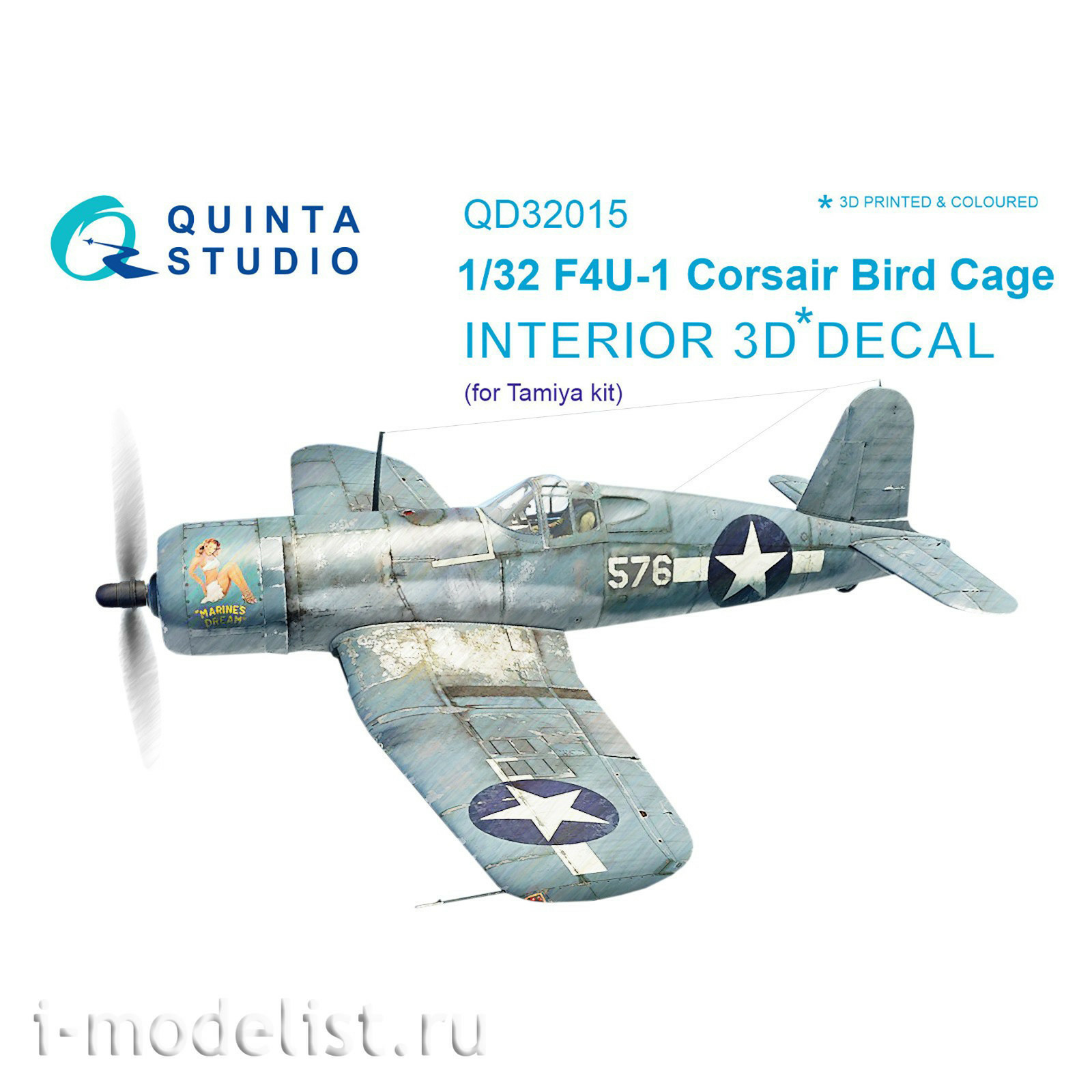 QD32015 Quinta Studio 1/32 3D Decal of the interior of the cabin F4U-1 Corsair (Bird cage) (for the Tamiya model)