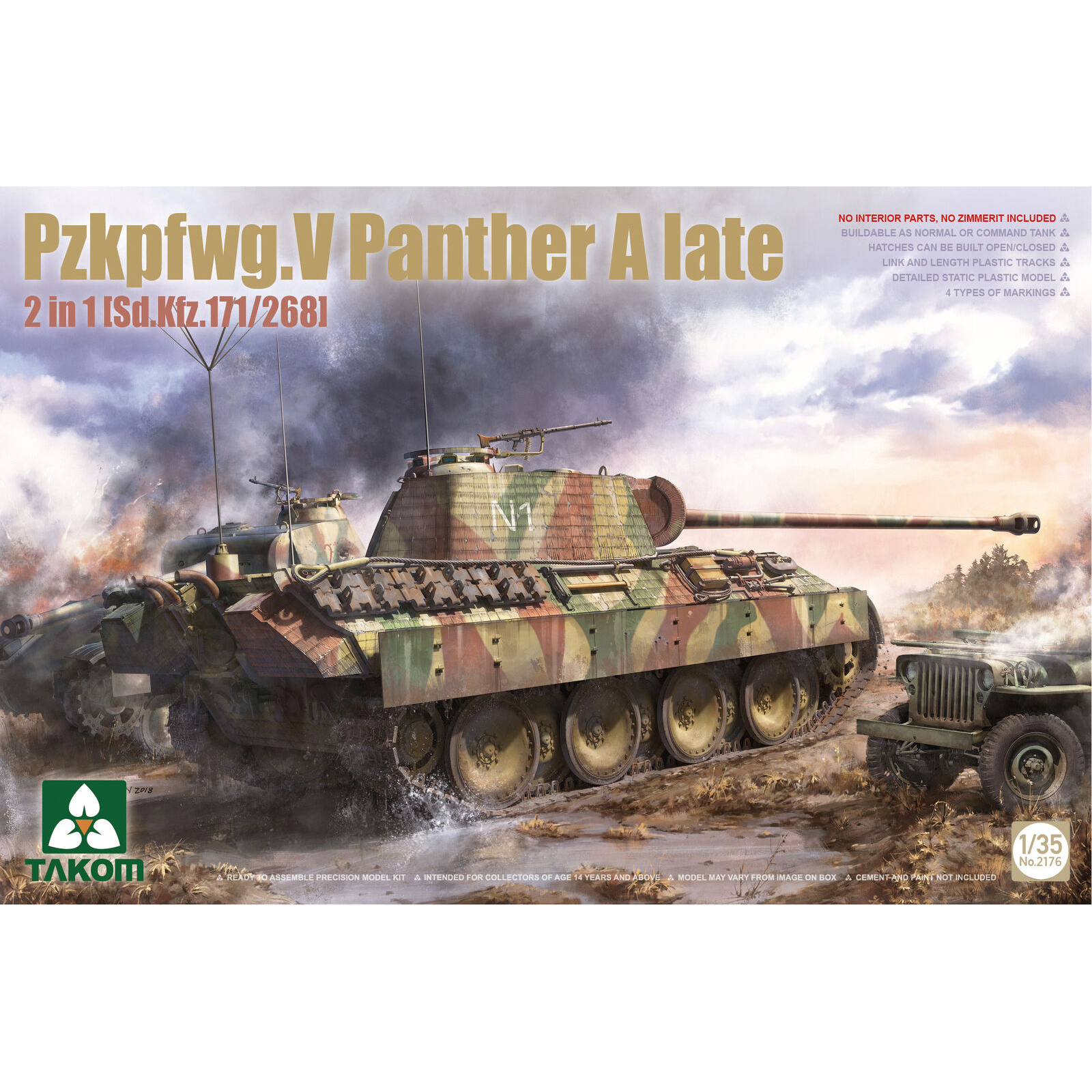 2176 Takom 1/35 German Medium Tank Sd.Kfz. 171 Sd.Kfz. 267 Panther A (late) 2 in 1 (171/168)