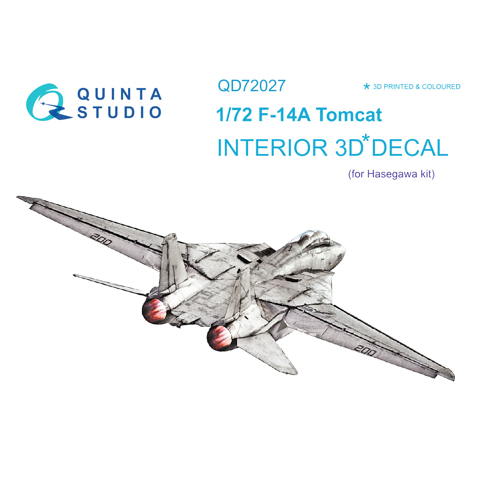 QD72027 Quinta Studio 1/72 3D Cabin Interior Decal F-14A (for Hasegawa model)