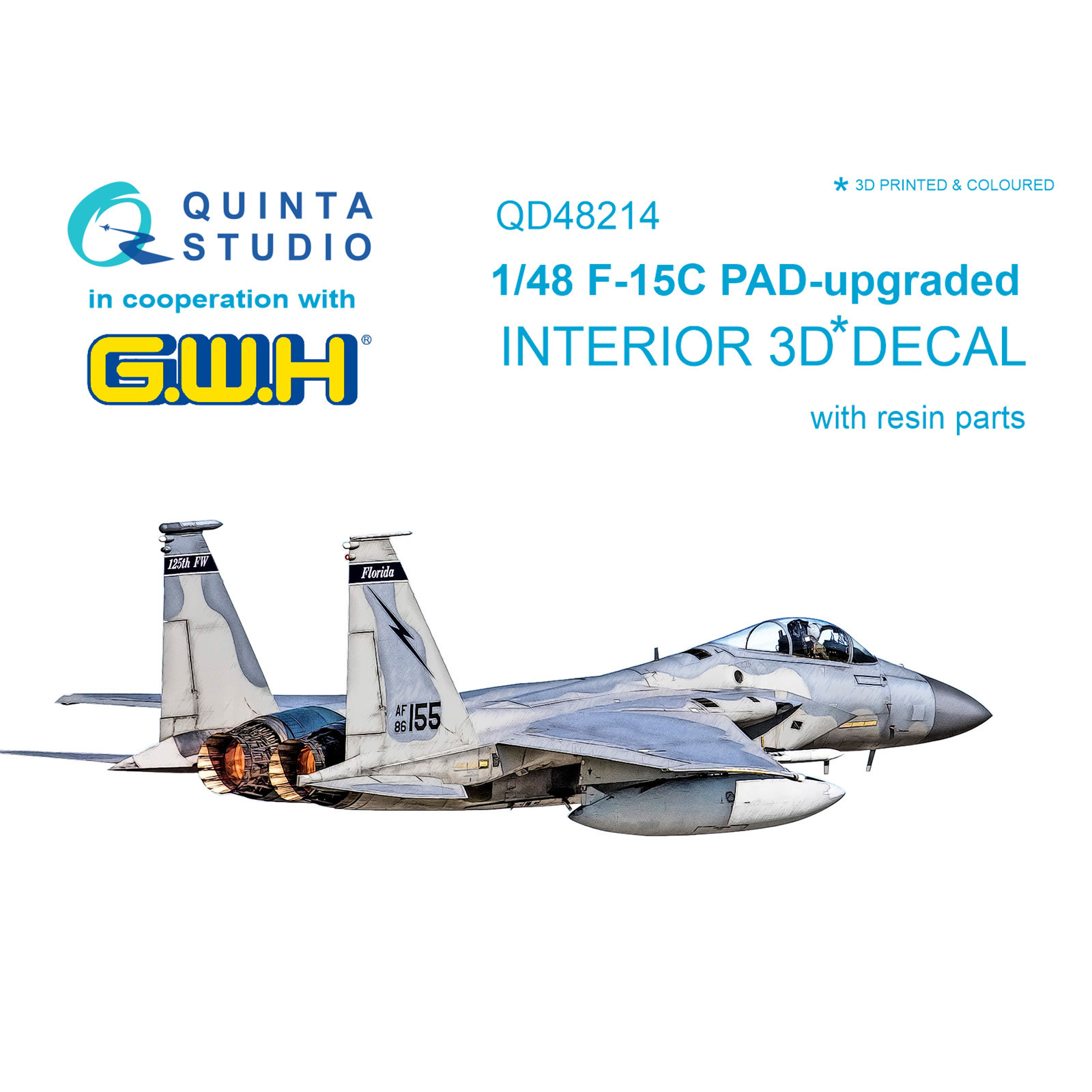 QD48214 Quinta Studio 1/48 3D Cabin Interior Decal with resin details F-15C PAD-upgraded (GWH)