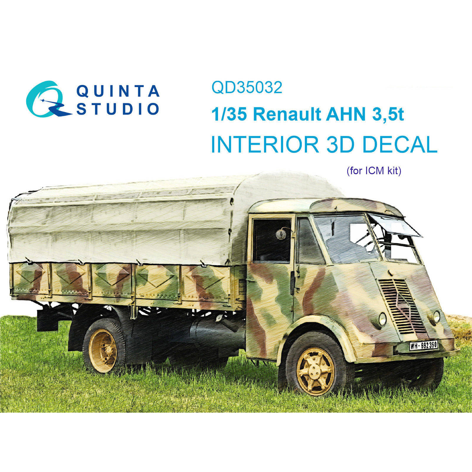 QD35032 Quinta Studio 1/35 3D Decal Interior Cabin Renault AHN 3.5t (ICM)