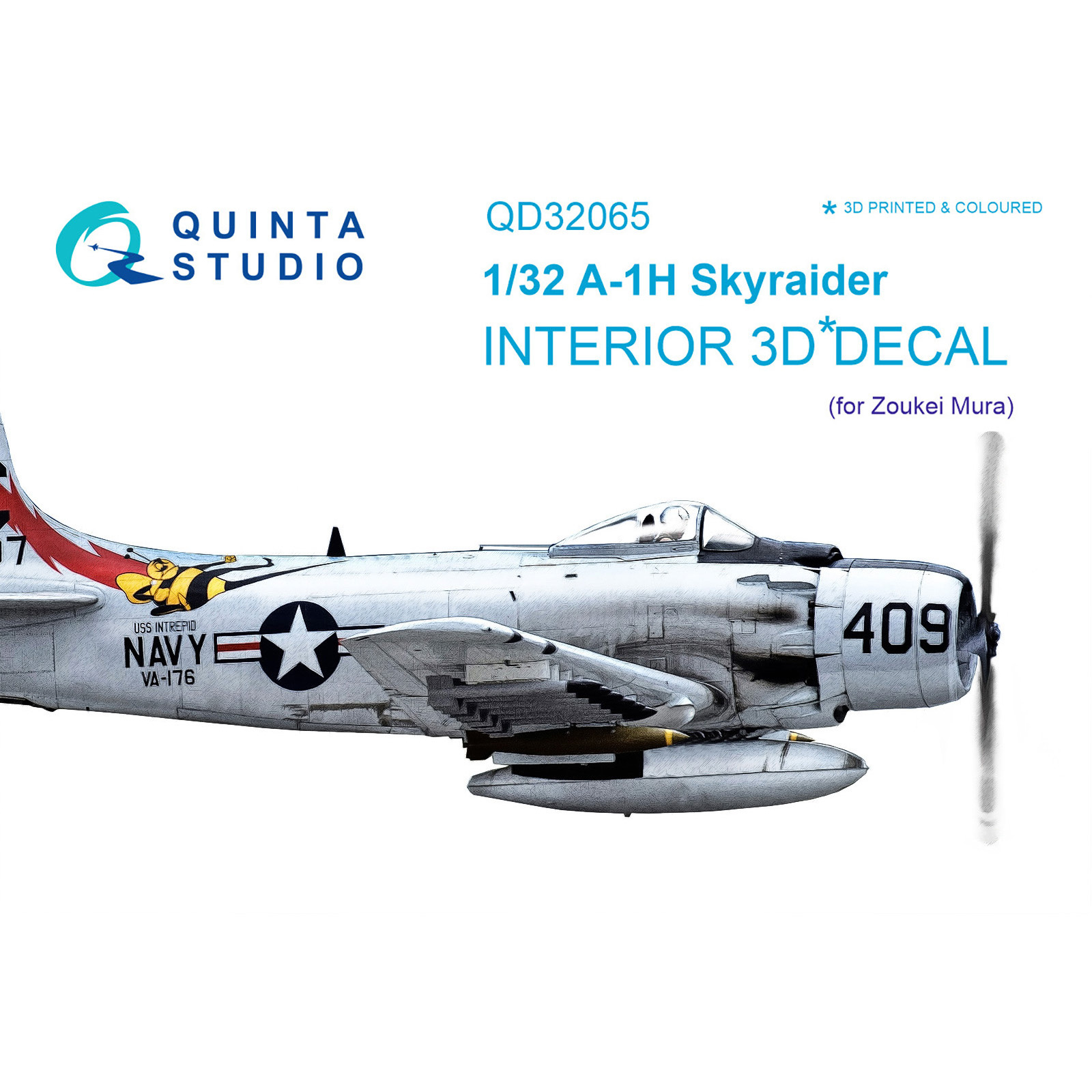 QD32065 Quinta Studio 1/32 3D Cabin Interior Decal A-1H Skyraider (for ZM SWS model)