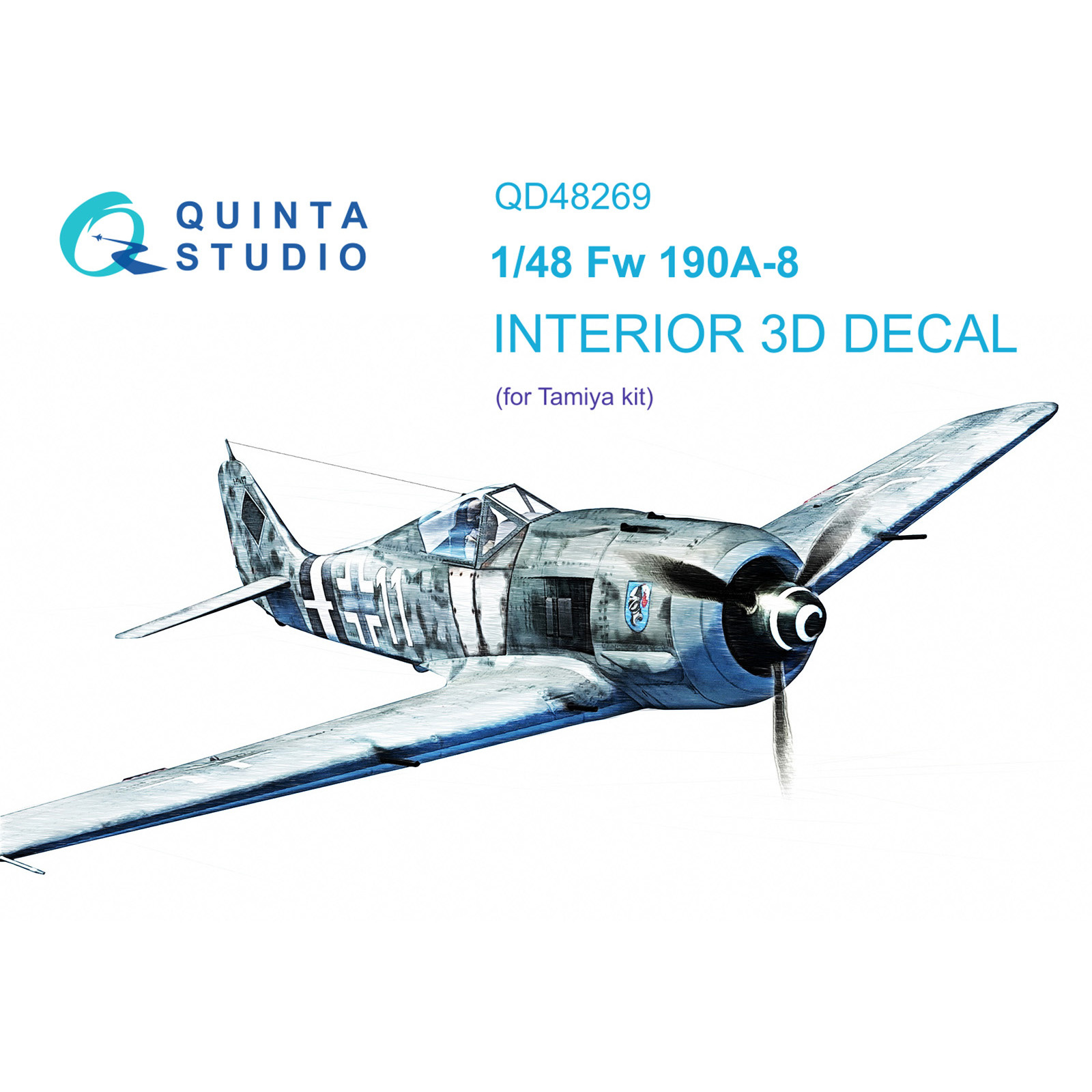 QD48269 Quinta Studio 1/48 3D Cabin Interior Decal Fw 190A-8 (Tamiya)
