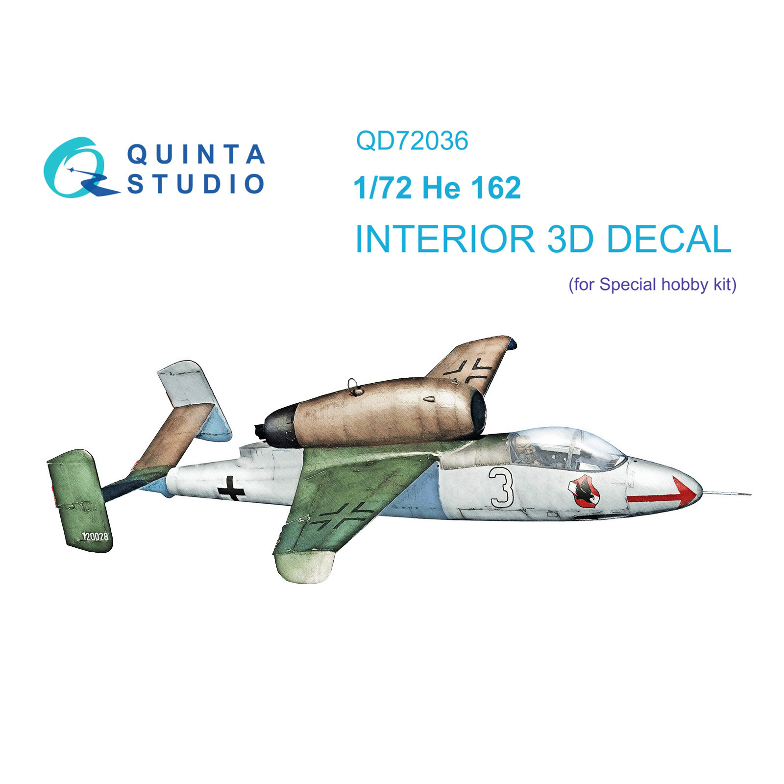 QD72036 Quinta Studio 1/72 3D Cabin Interior Decal He 162 (Special Hobby)